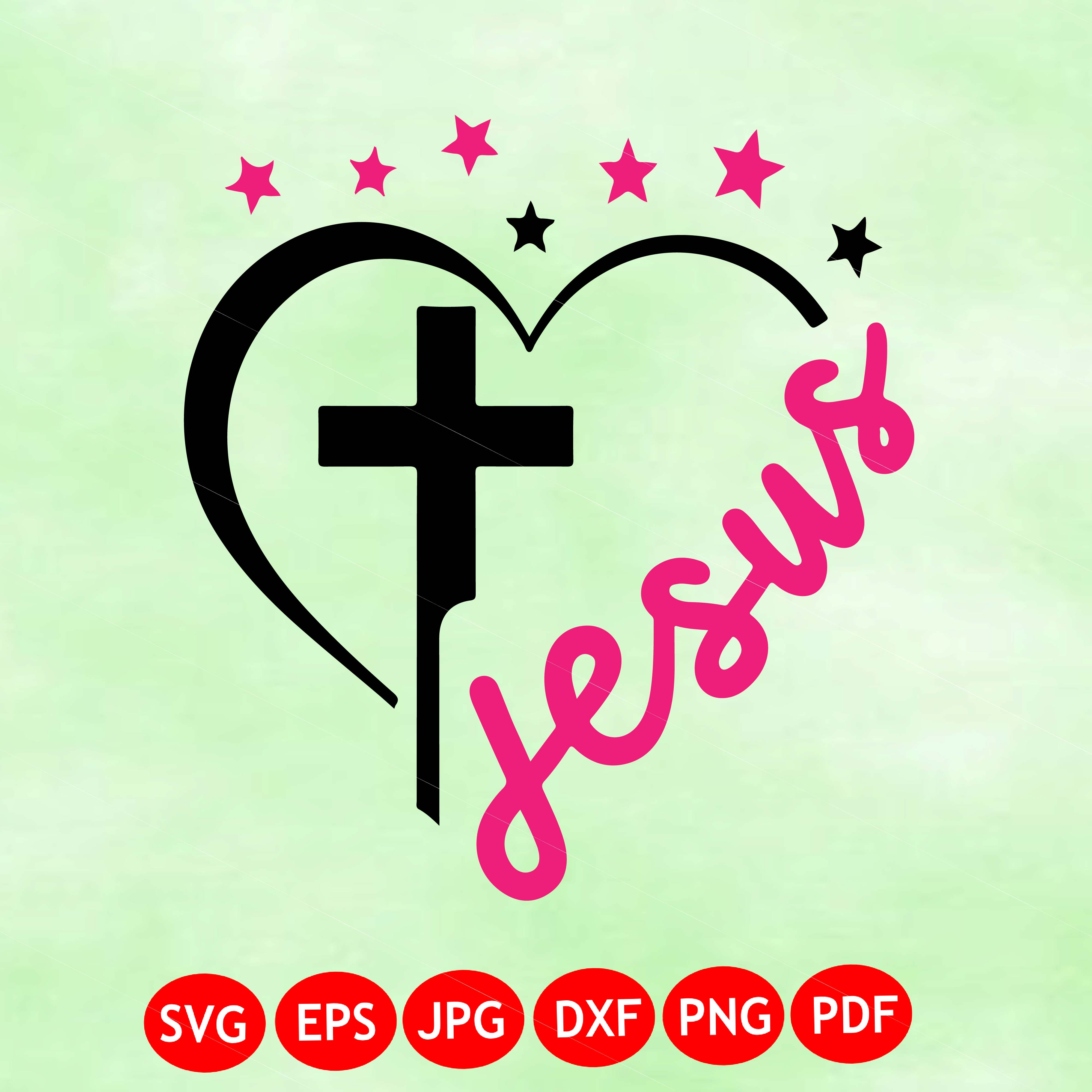 Jesus Heart SVG: Christian Clipart for Cricut, Silhouette (Digital Download)