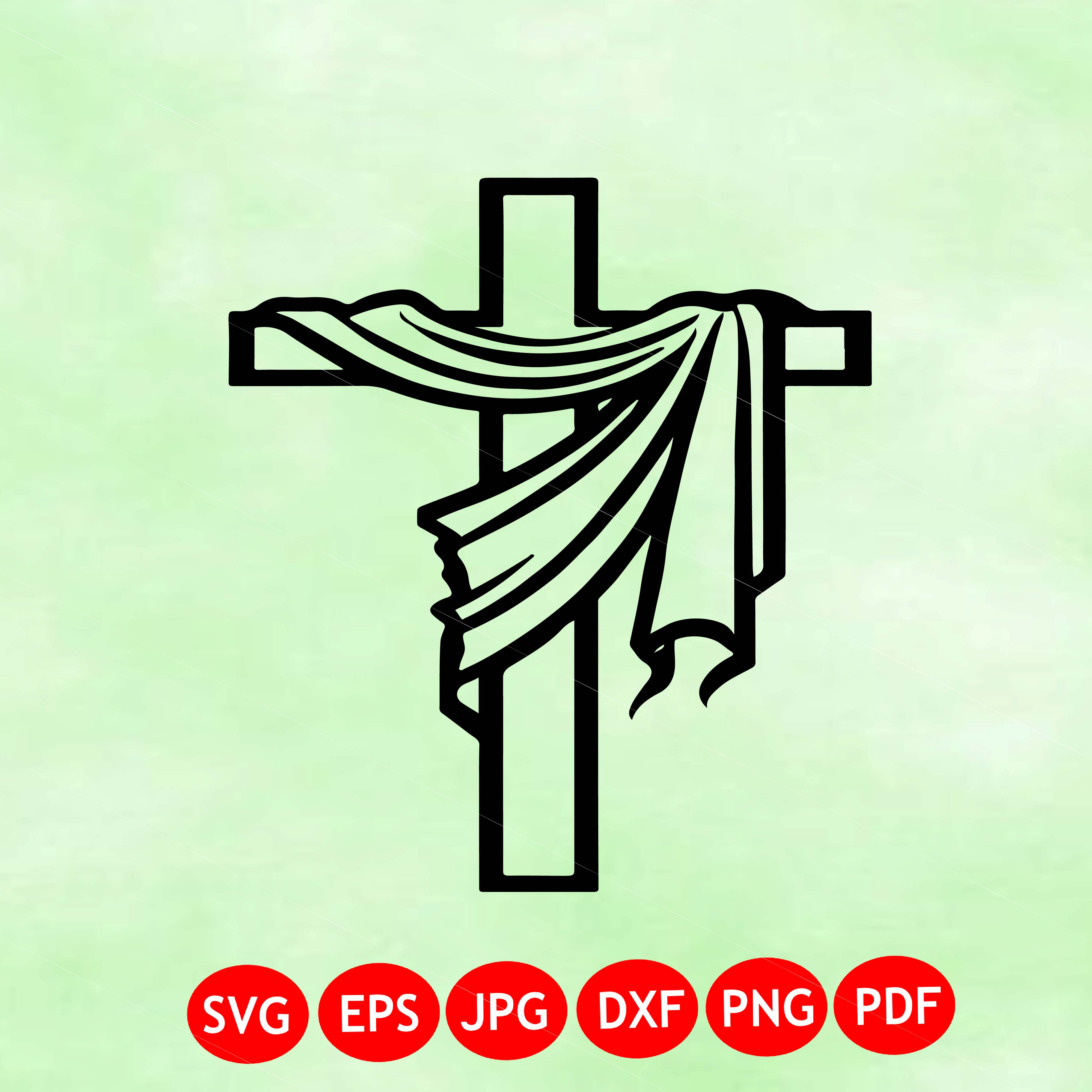 Draped Cloth on a Cross Symbolic of Faith and Resurrection Religious Icon