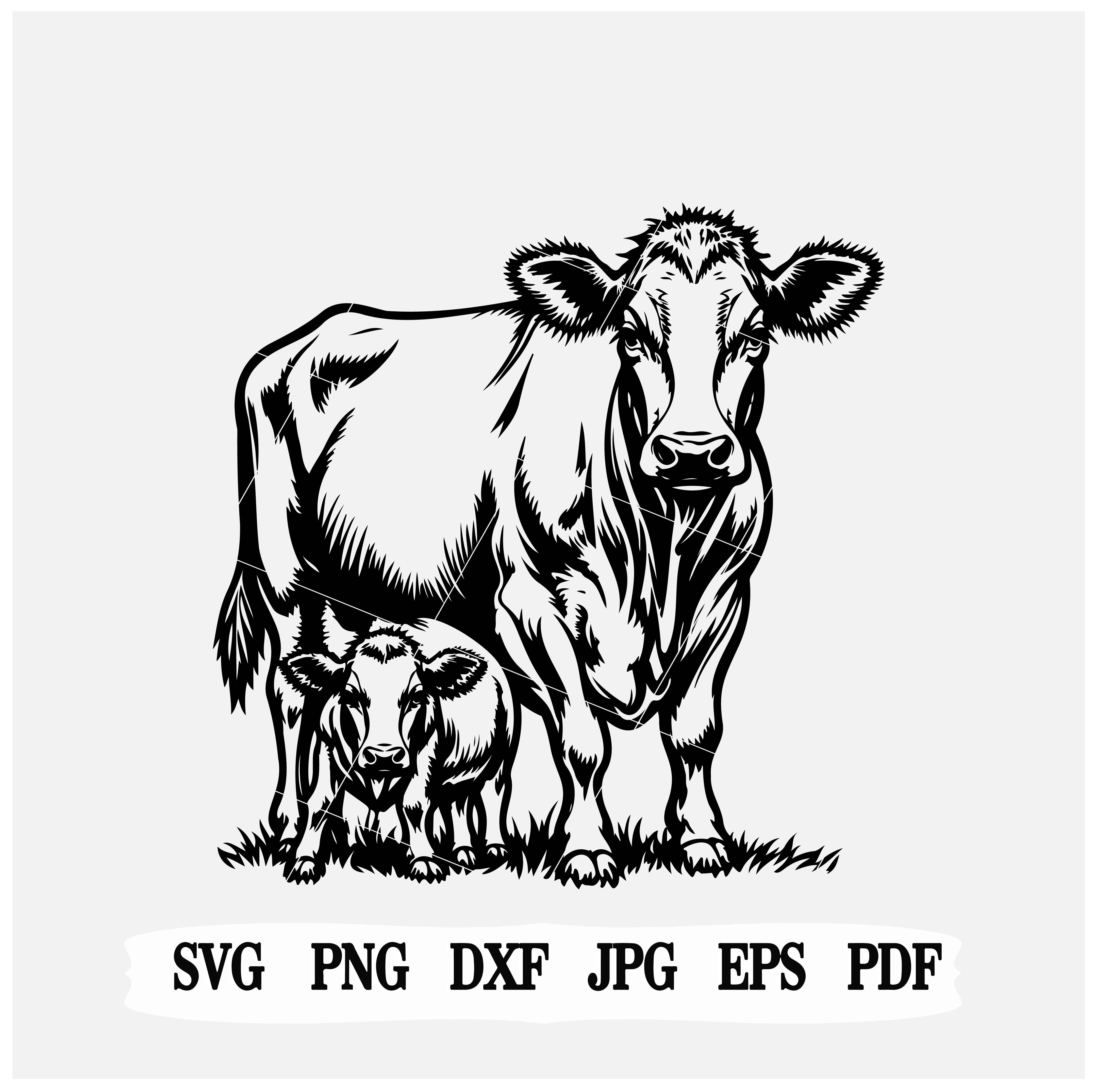 Mother Cow and Baby | Calf SVG| Cow PNG |Instant Download| Cricut Files.