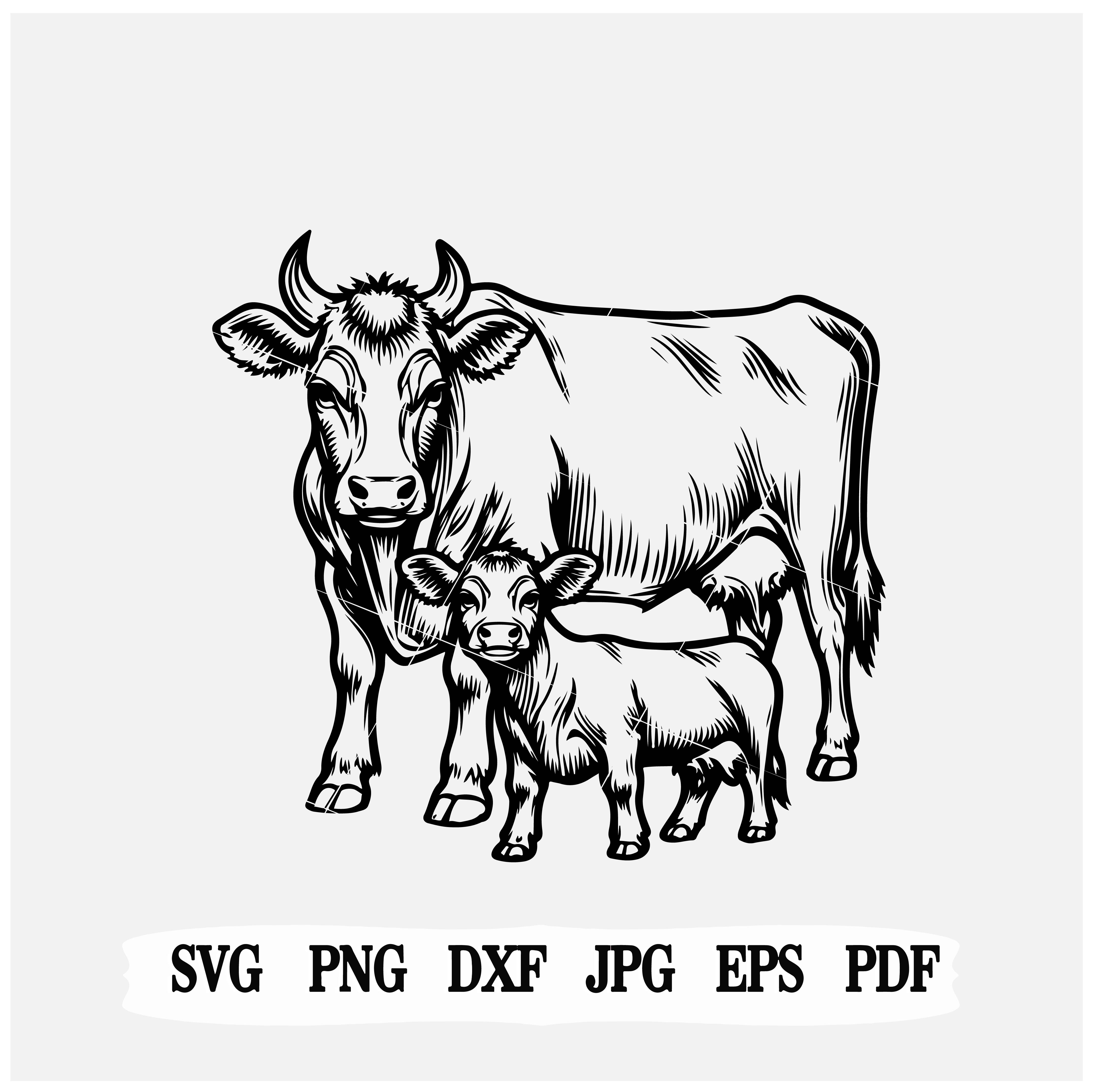 Mother and Child| Cow SVG| PNG| JPG |Baby Calf| Instant Download File.