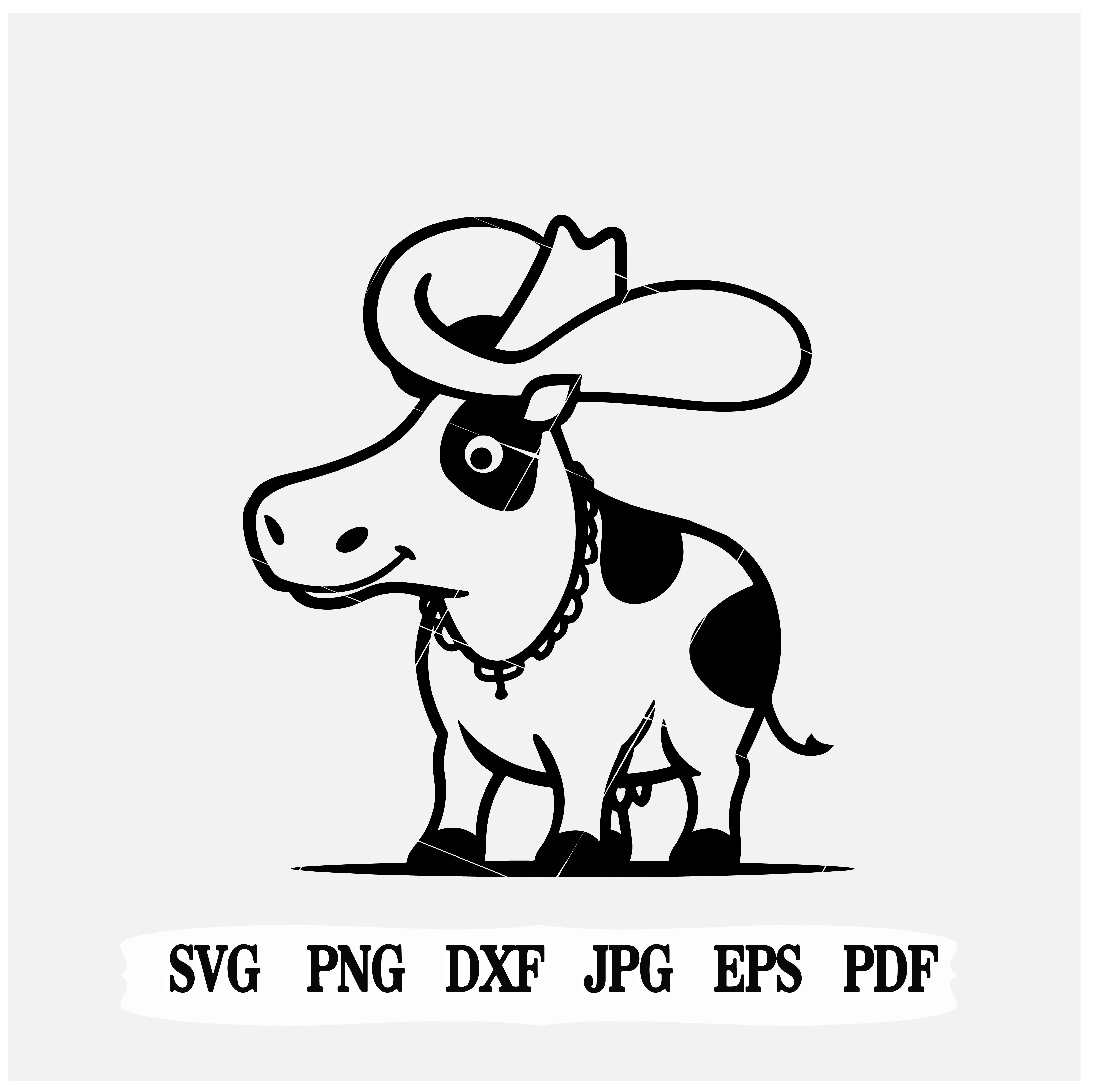 Cowboy Cow|  Cow SVG|Farm animal PNG| Instant Download| Western Cow Cricut Files