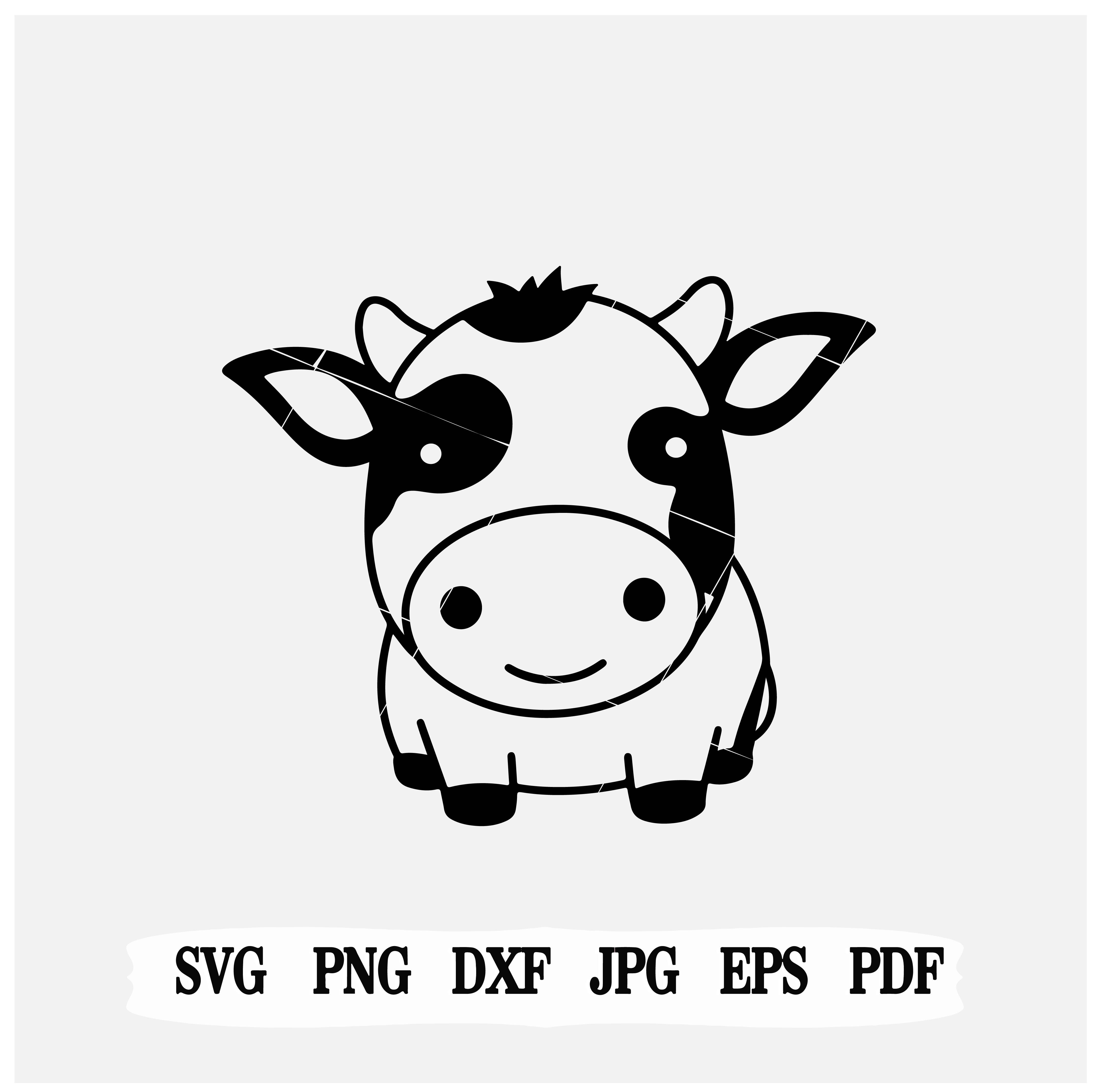 Cute Cartoon Cow Face SVG | PNG Instant Download | Cricut Files | Farm Animal Clipart