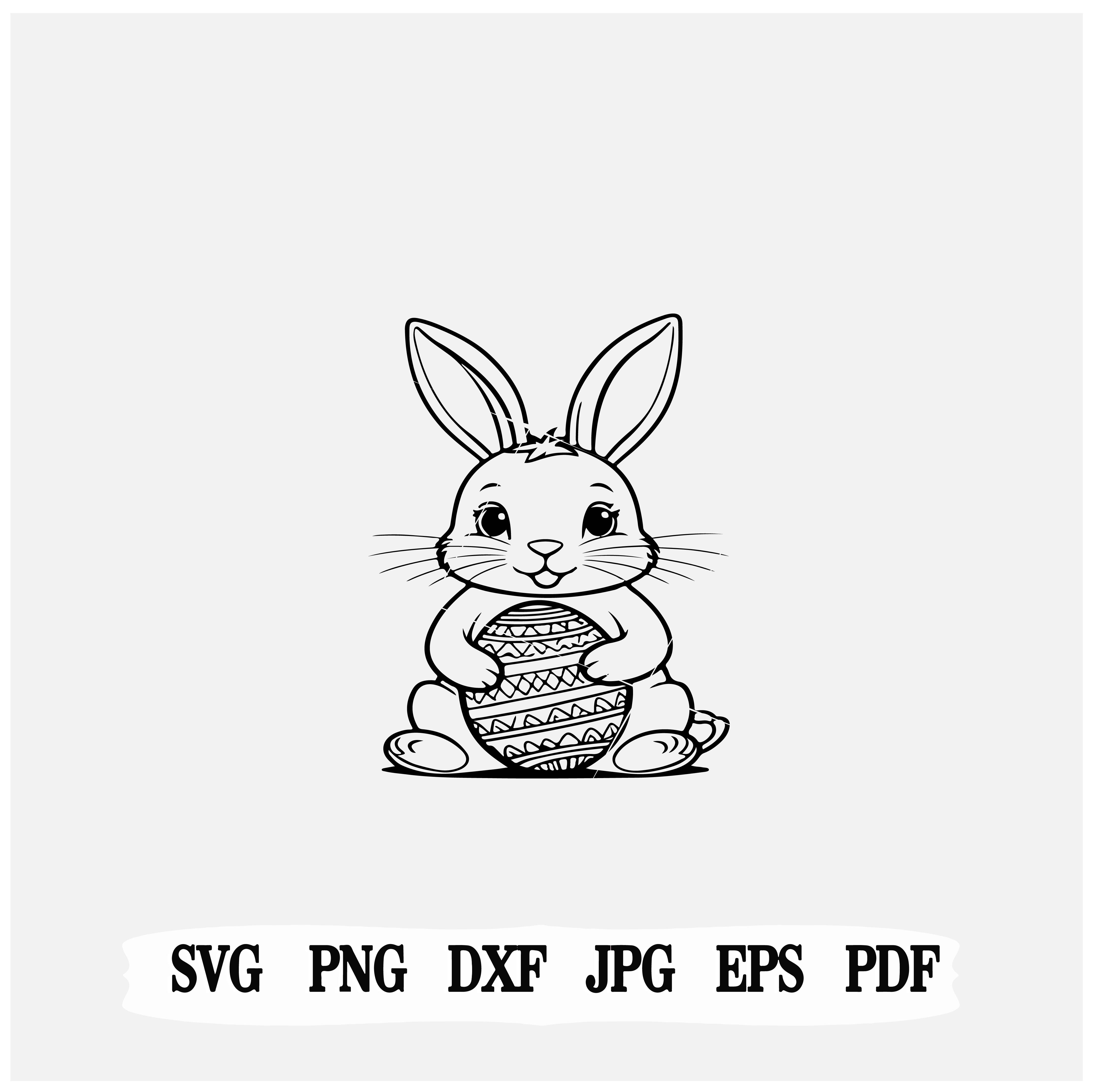 Bunny Holding Easter Egg SVG| PNG| JPG| Instant Download| Cricut Files