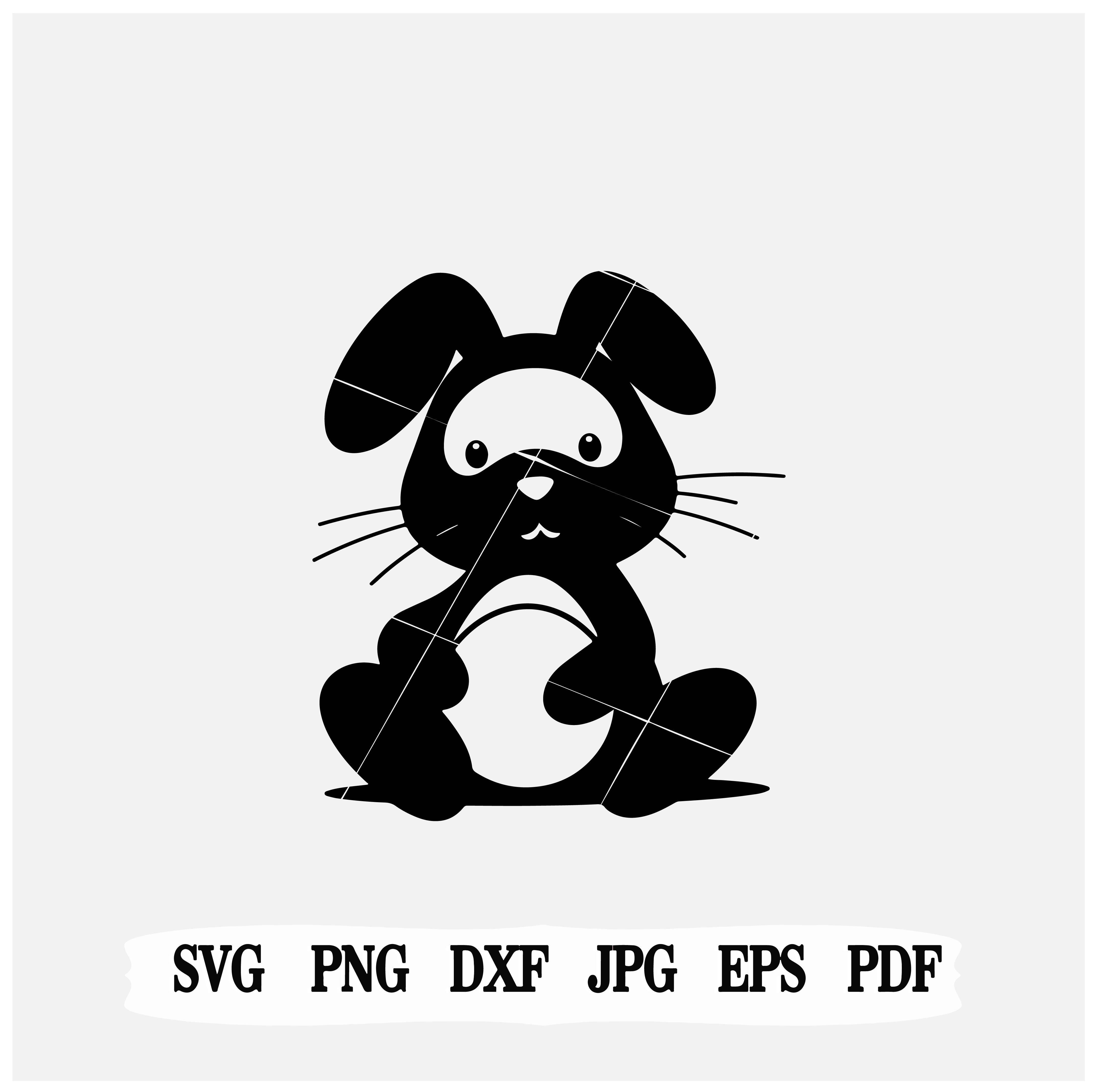 Cute Rabbit with Easter Egg SVG| PNG| Silhouette |Cut Files Download