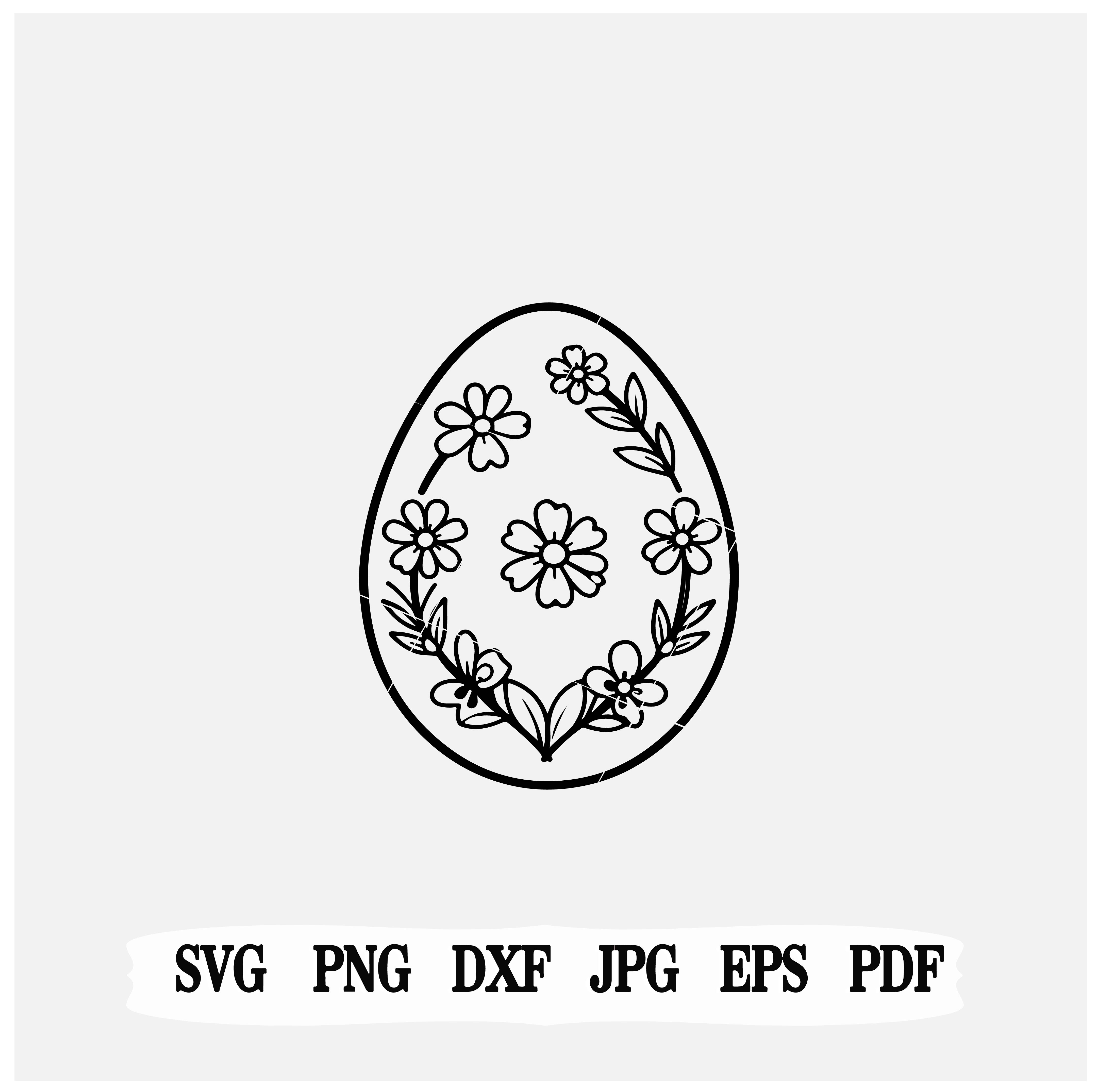 Flower Pattern Easter Egg SVG | Decorated Egg | DXF EPS Vector | Printable