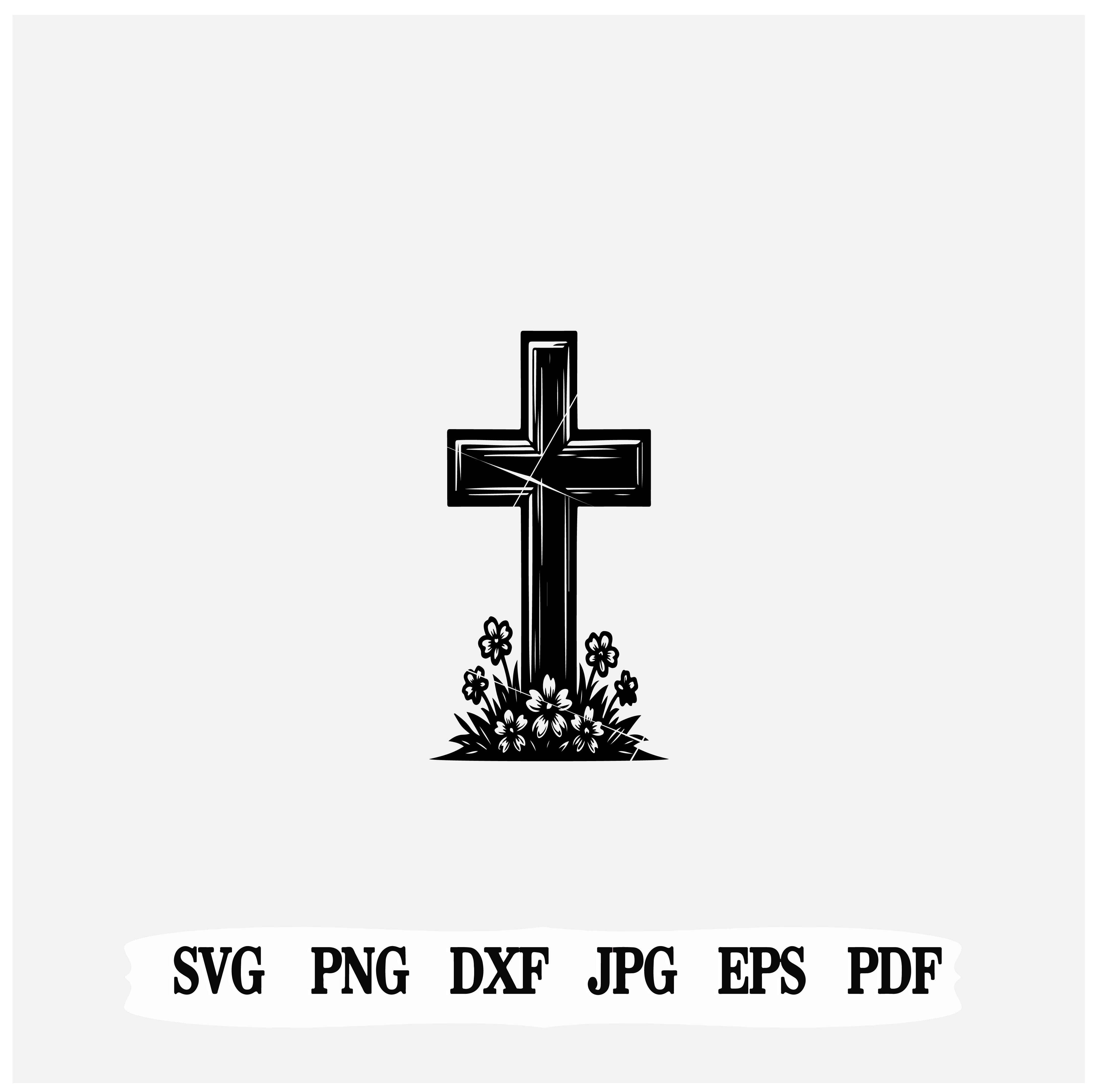 Cross with Flowers SVG | Religious Easter | Cricut Files | PNG Download