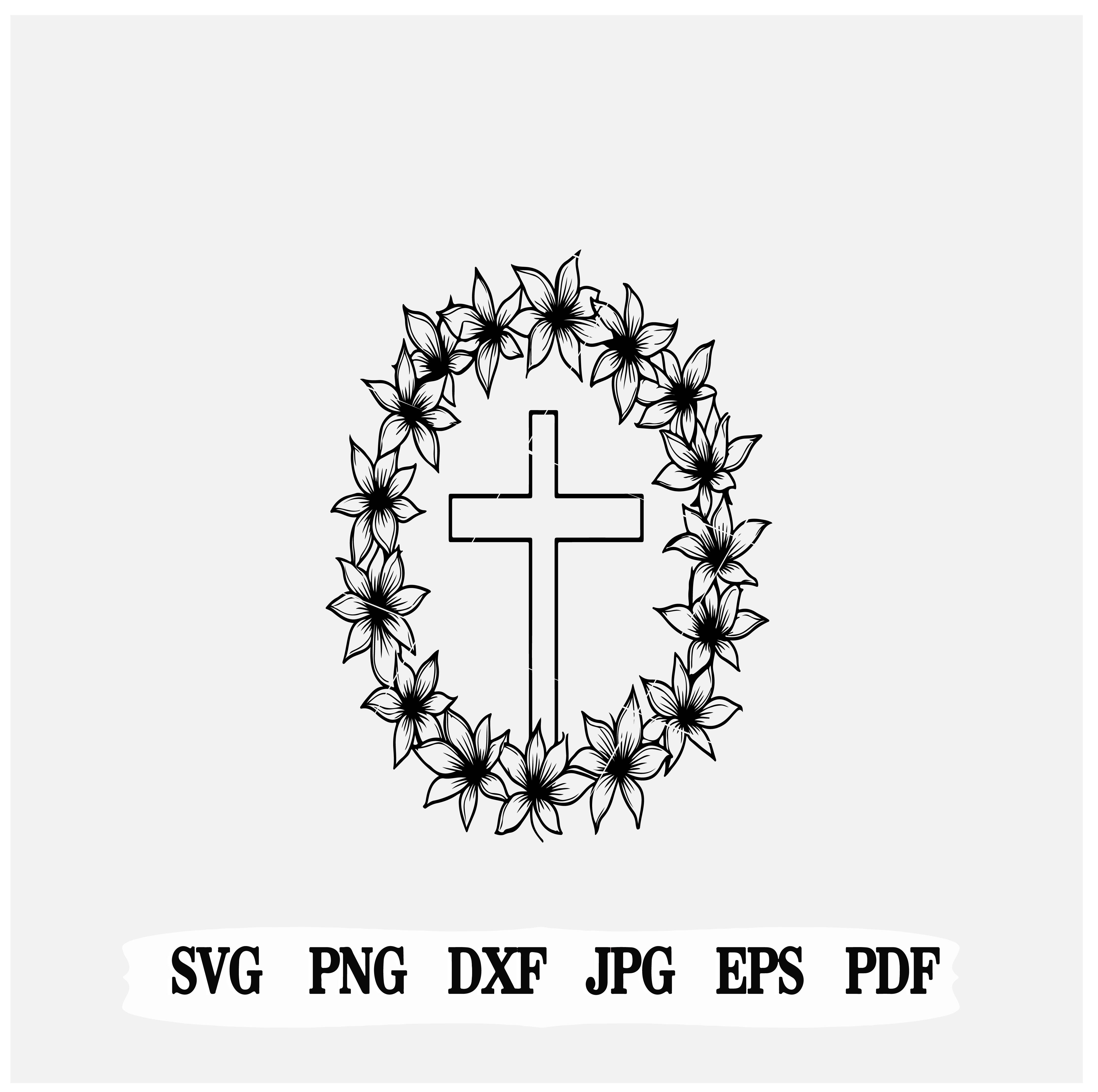 Cross with Easter Lilies SVG | Religious Design | Cricut Files | PNG