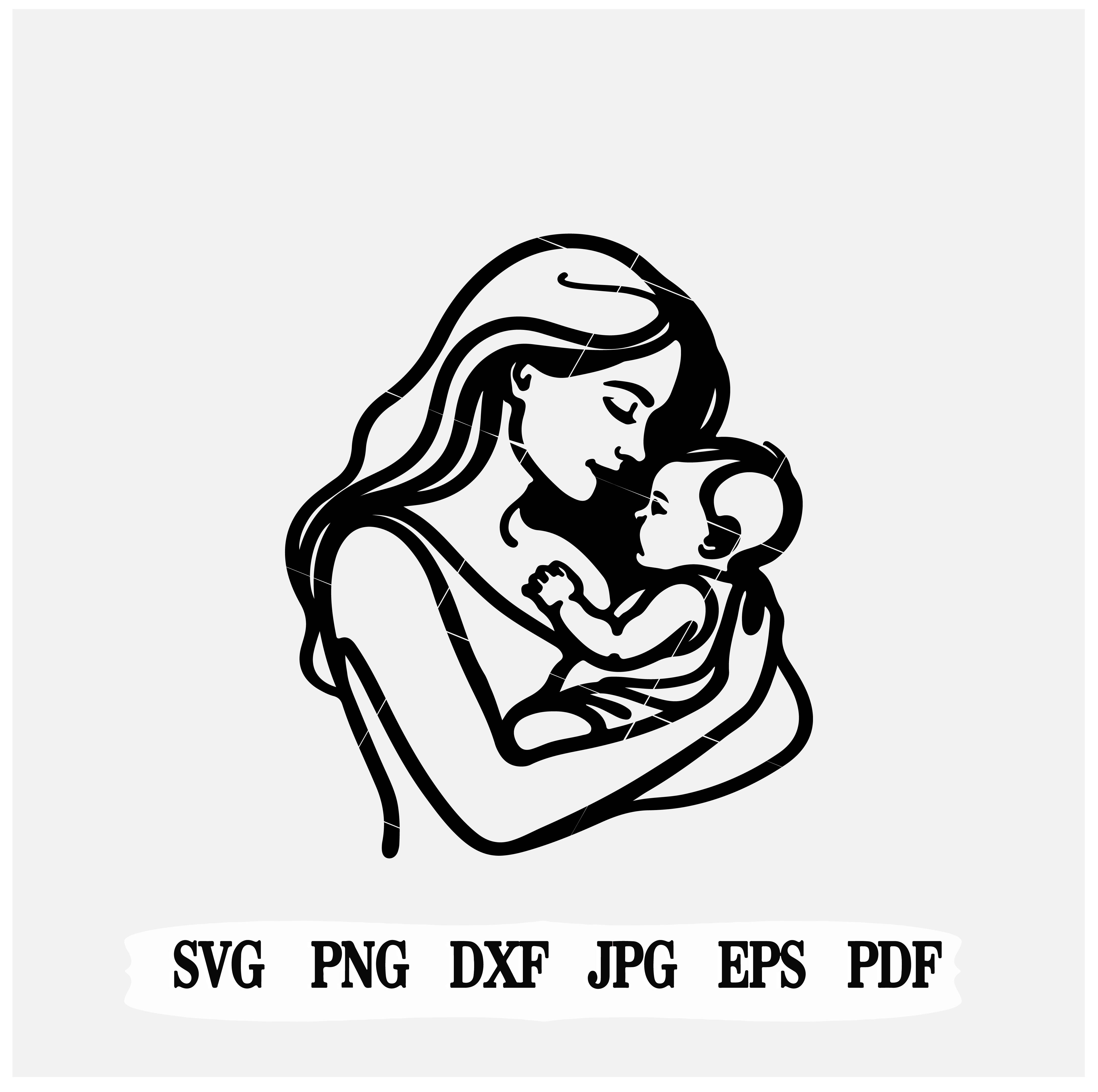 Mother Baby Line Art SVG| Tender Maternity Illustration| Mother's day png| maternal love clipart.