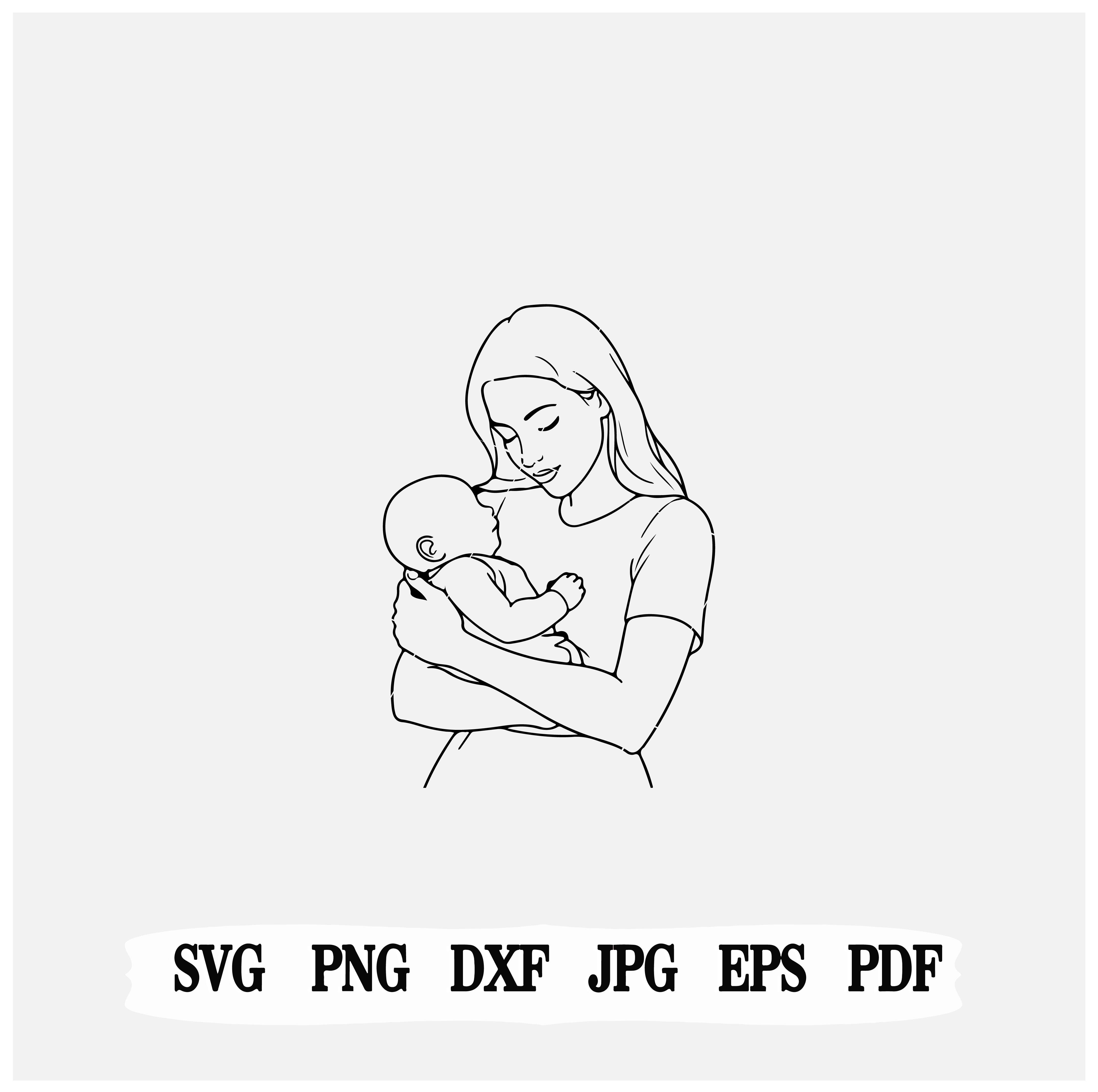 Mother and Child Line Drawing| Minimalist Parenting Art| svg| png| instant download