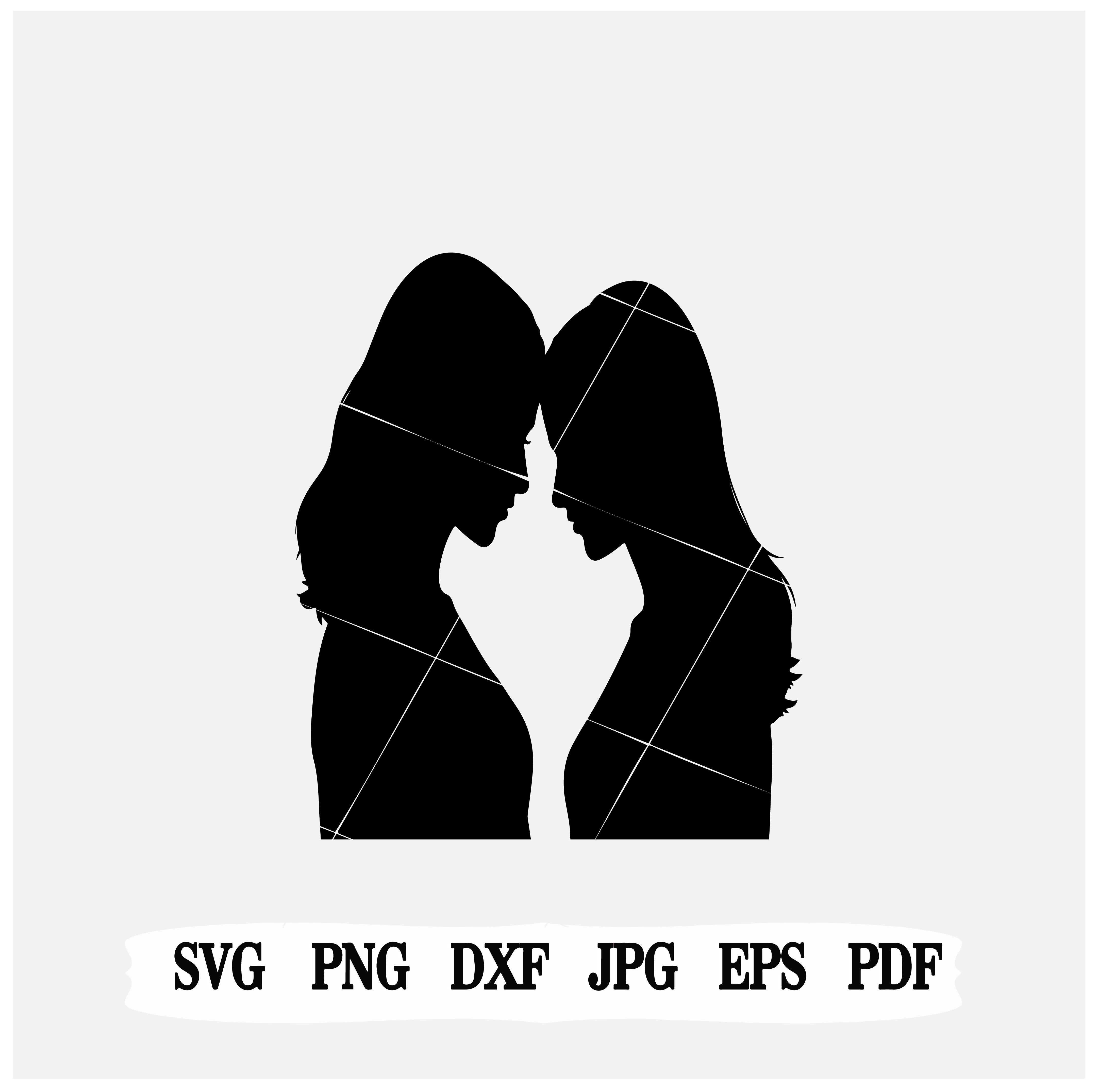 Mother Daughter Silhouette SVG| Heartwarming Family Cut File|silhouette jpg| digital files png.