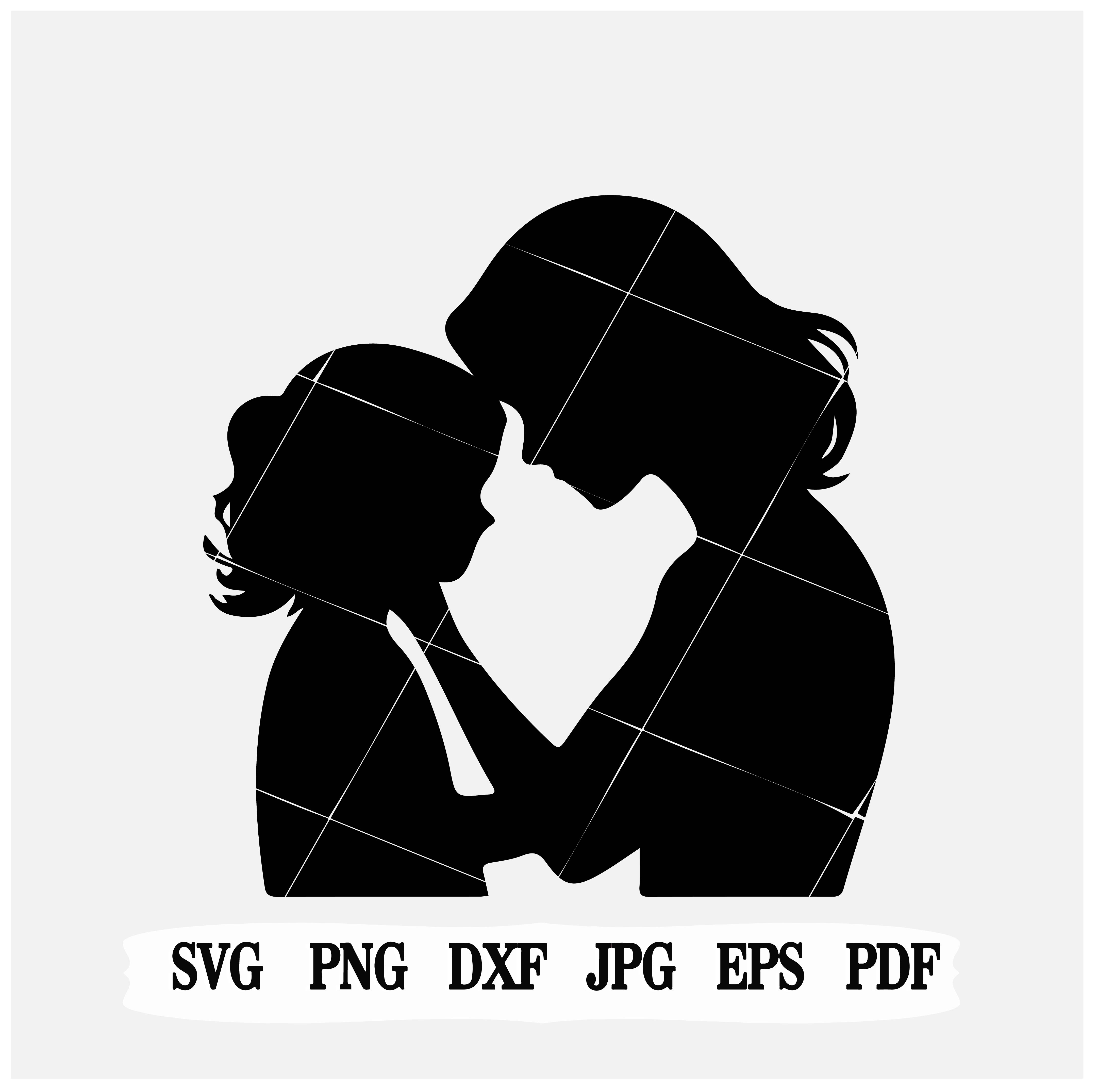 Mom and Daughter Vector| Love Family Clipart| mother's day svg|Intant download eps.