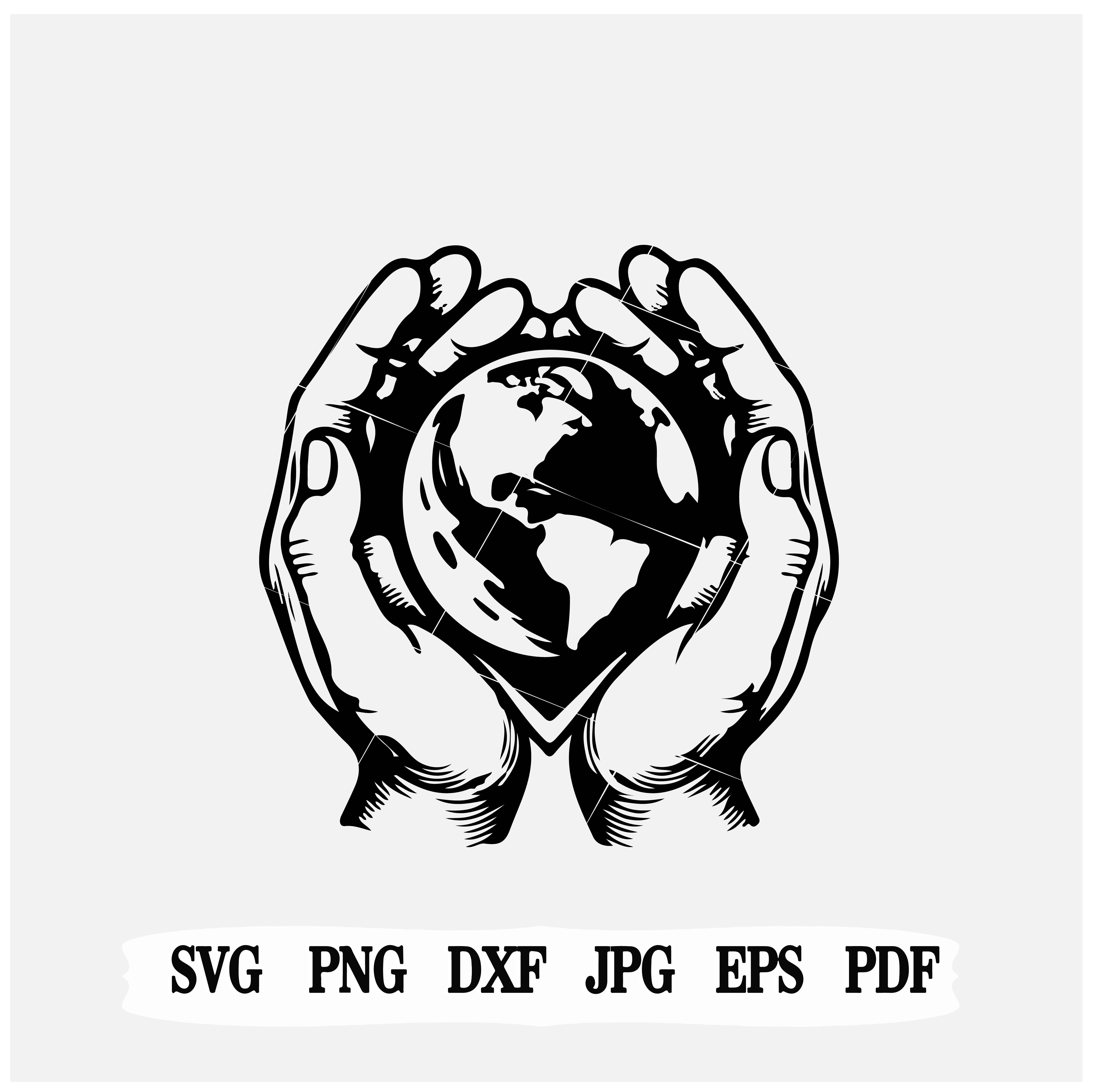 Earth-heart-hands-svg| png| eps| instant-download-cricut-file