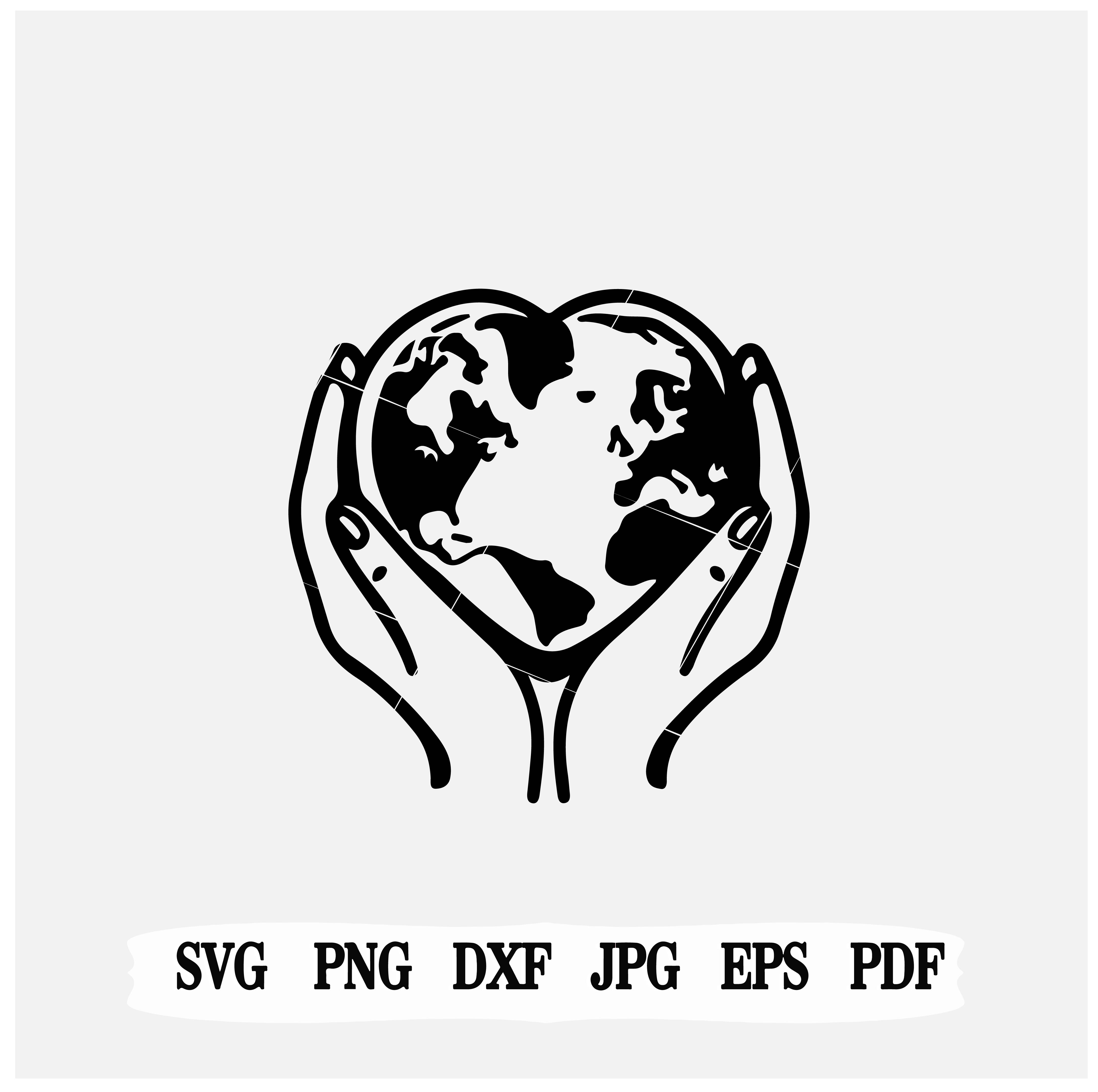 Heart Hands Globe SVG| Protect The Earth Illustration png| scalable files.