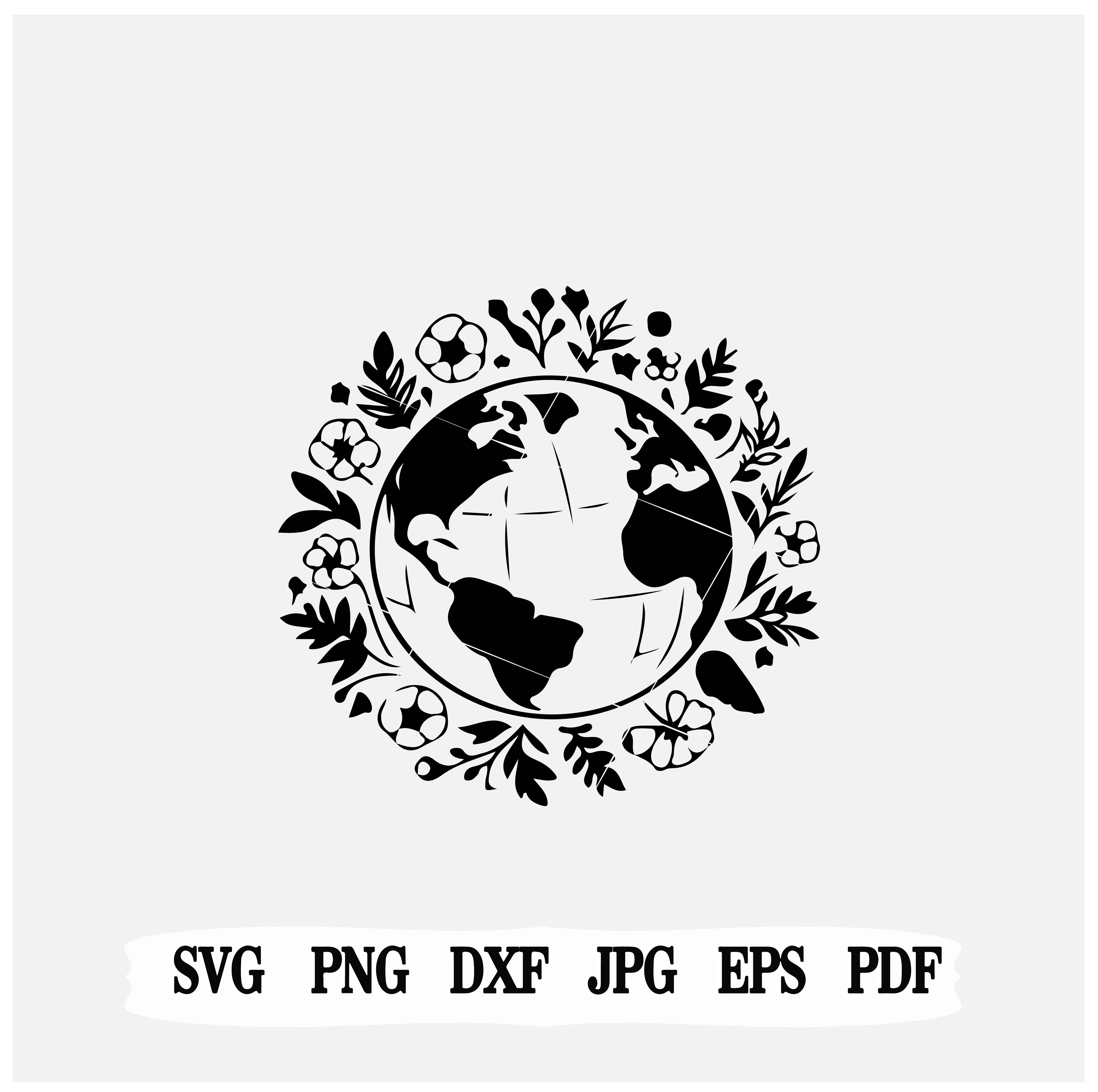 Floral| earth svg| png| eps| earth-flower design jpg| cricut files