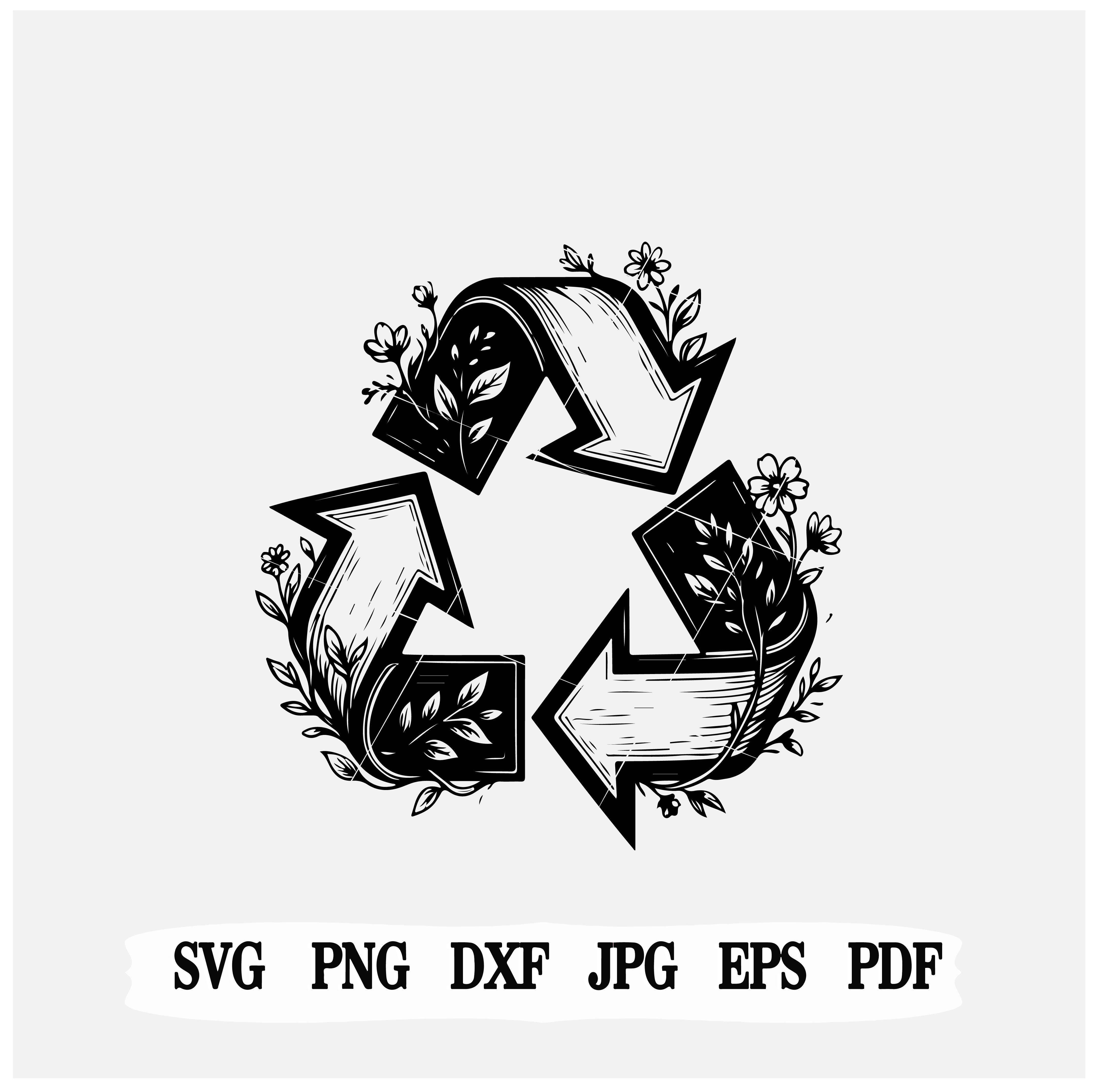 Recycle symbol with flowers svg/earth day png/eps-instant-download-cricut-file
