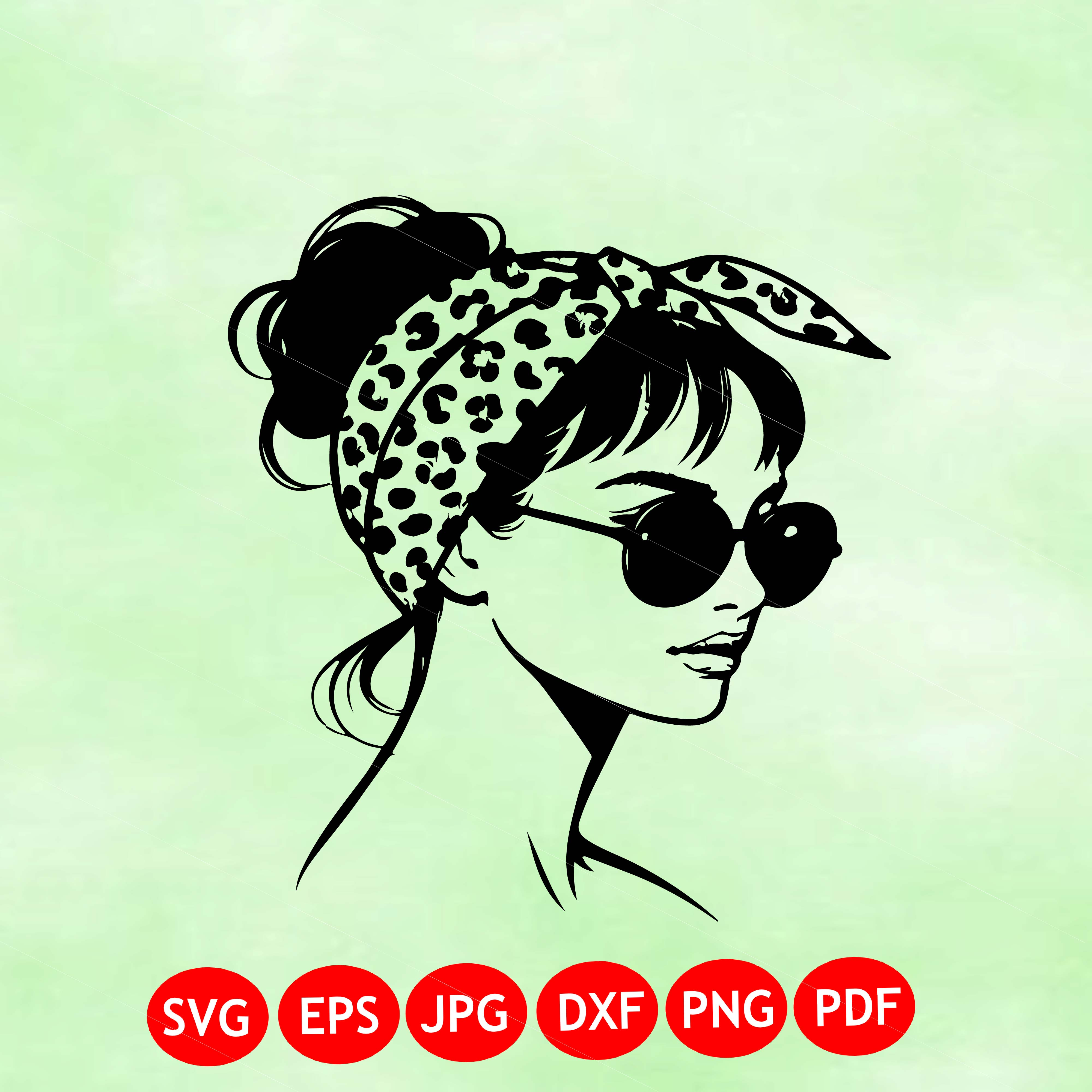 Retro Woman SVG | Vintage Girl with Sunglasses Vector | Fashion Headband SVG PNG EPS DXF