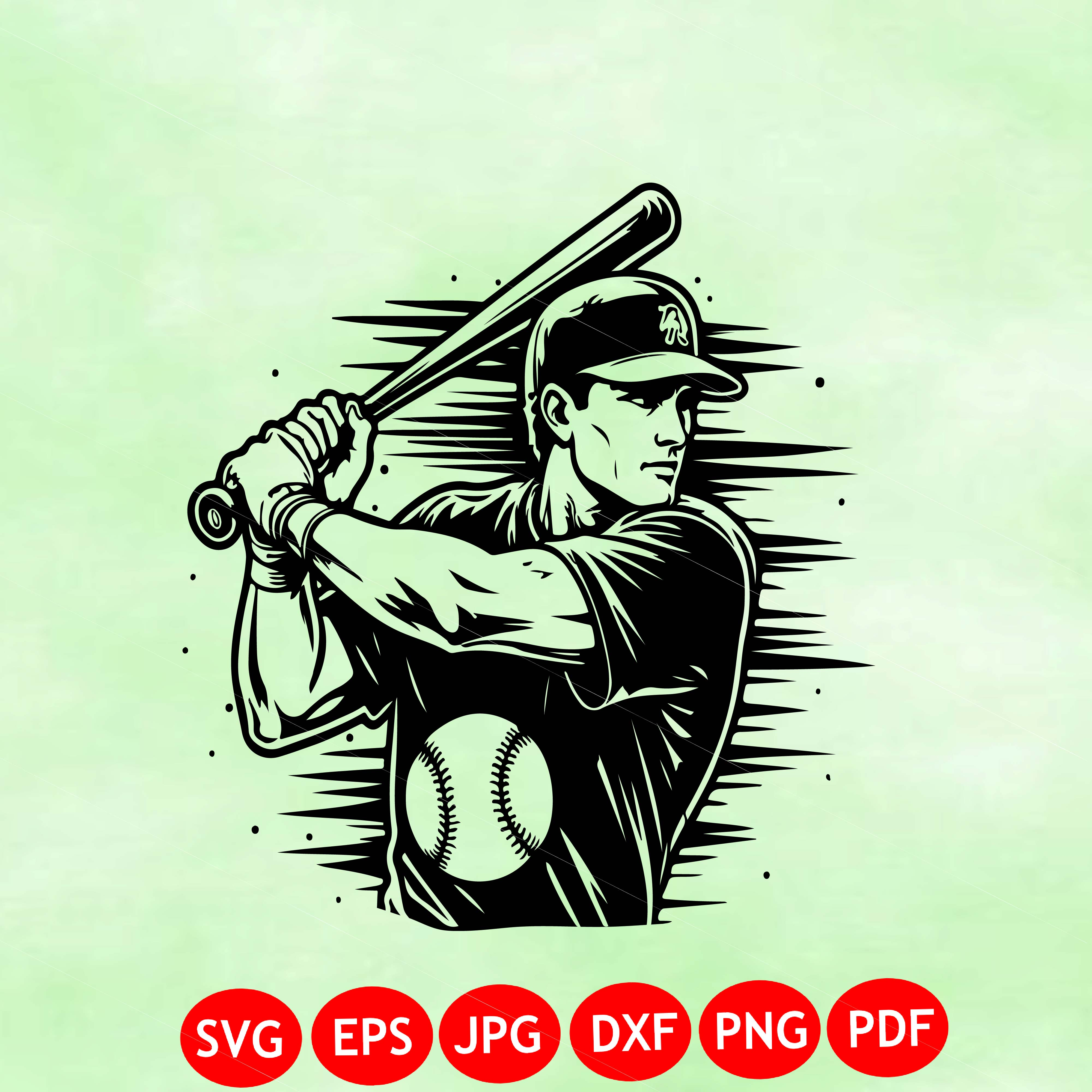 Baseball Player SVG Bundle | Vintage Baseball Batter Vector Cut File