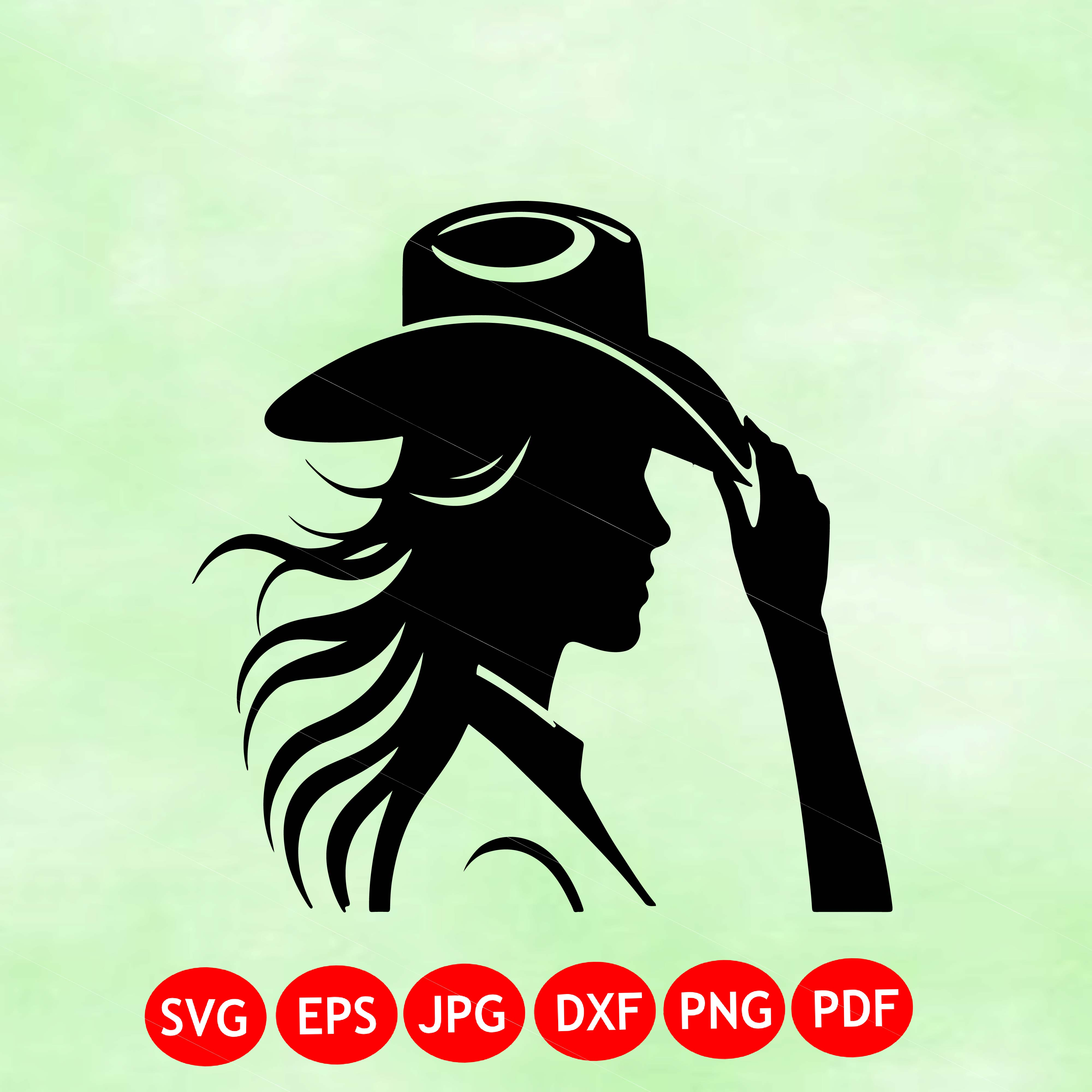 Cowgirl Hat Tip Silhouette SVG