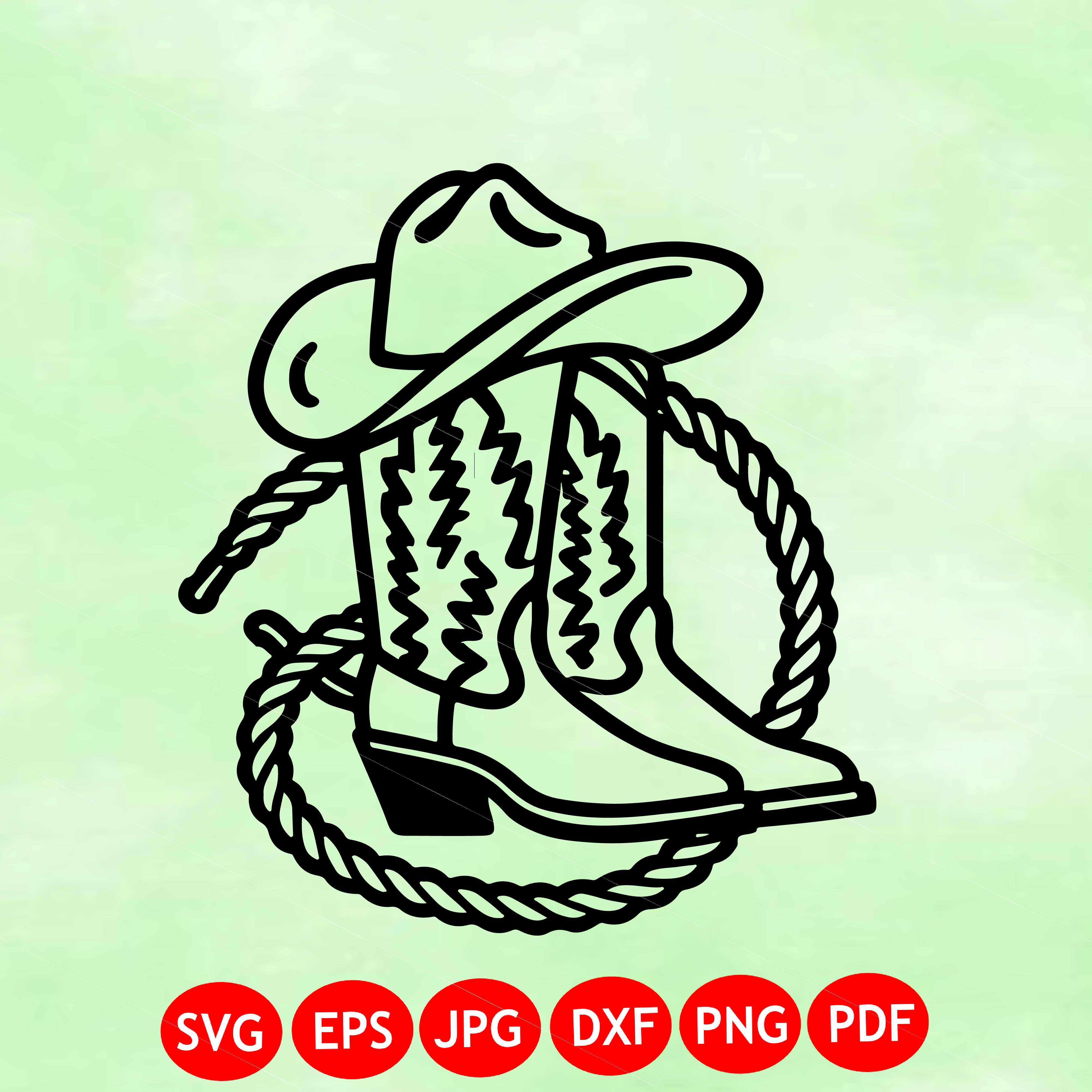 Cowboy Boots Hat and Lasso SVG