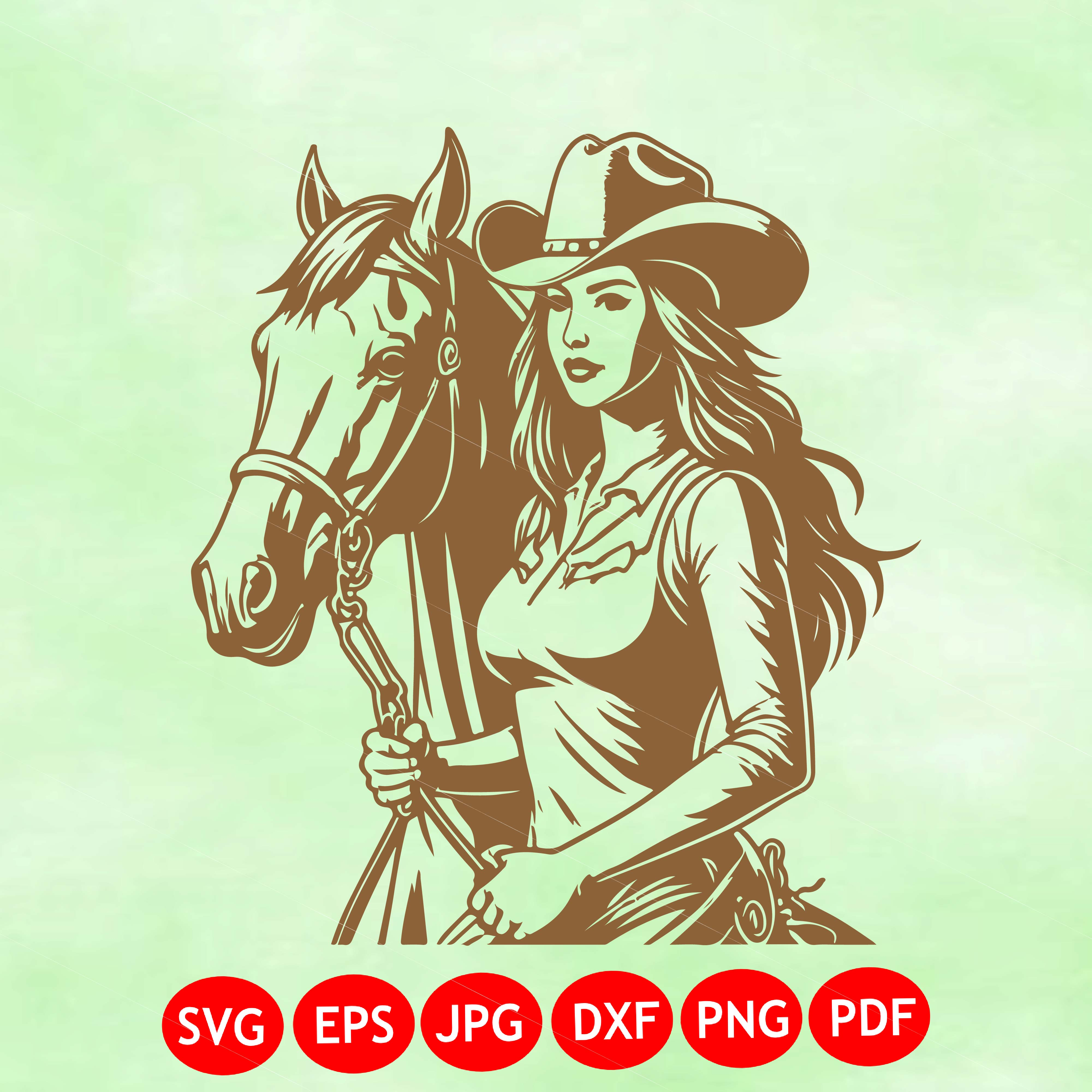 Western Cowgirl Horse Vintage SVG
