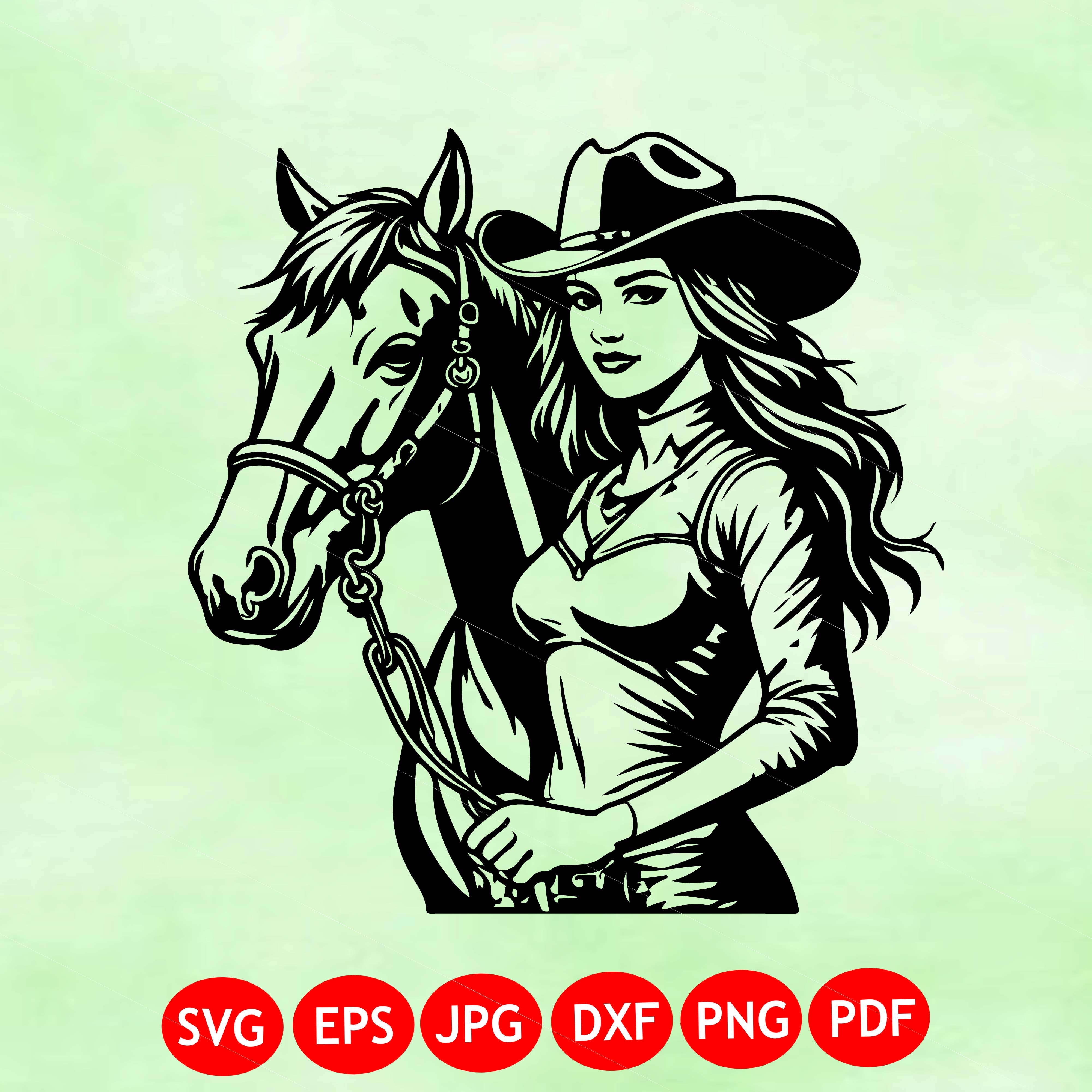 Western Cowgirl Horse Portrait SVG