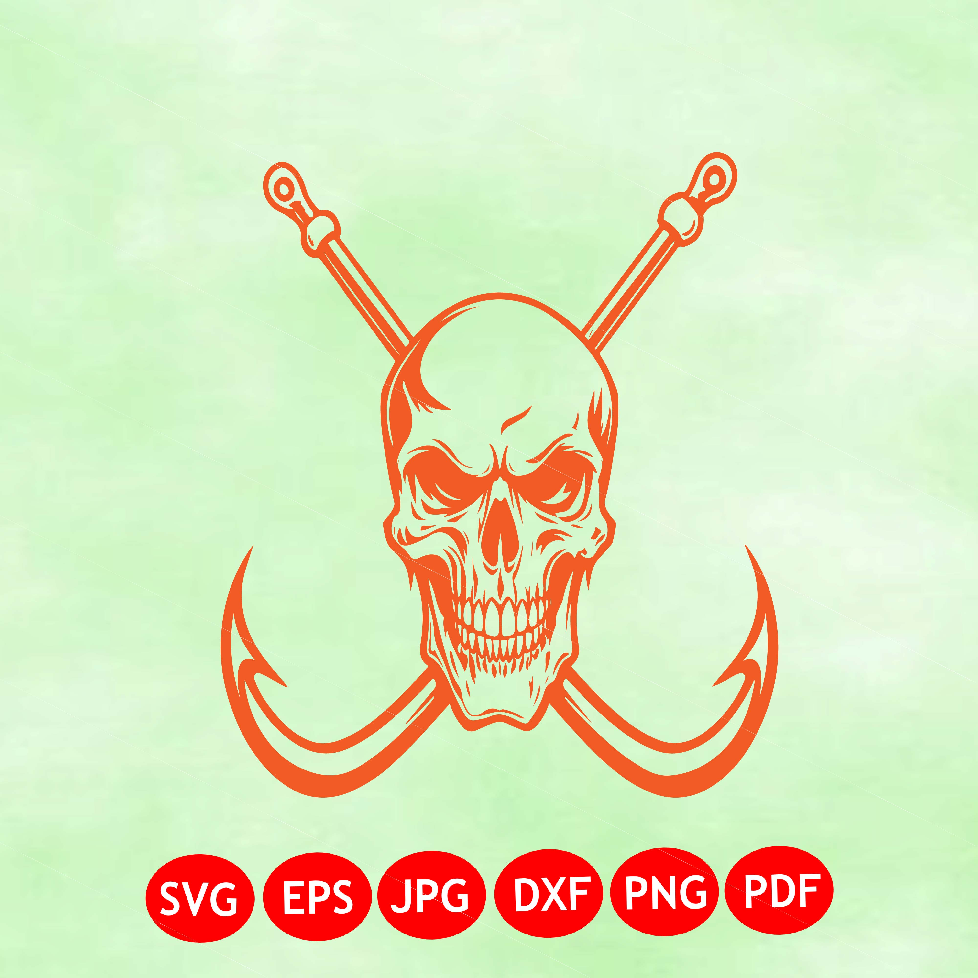 Fishing Skull Hook SVG