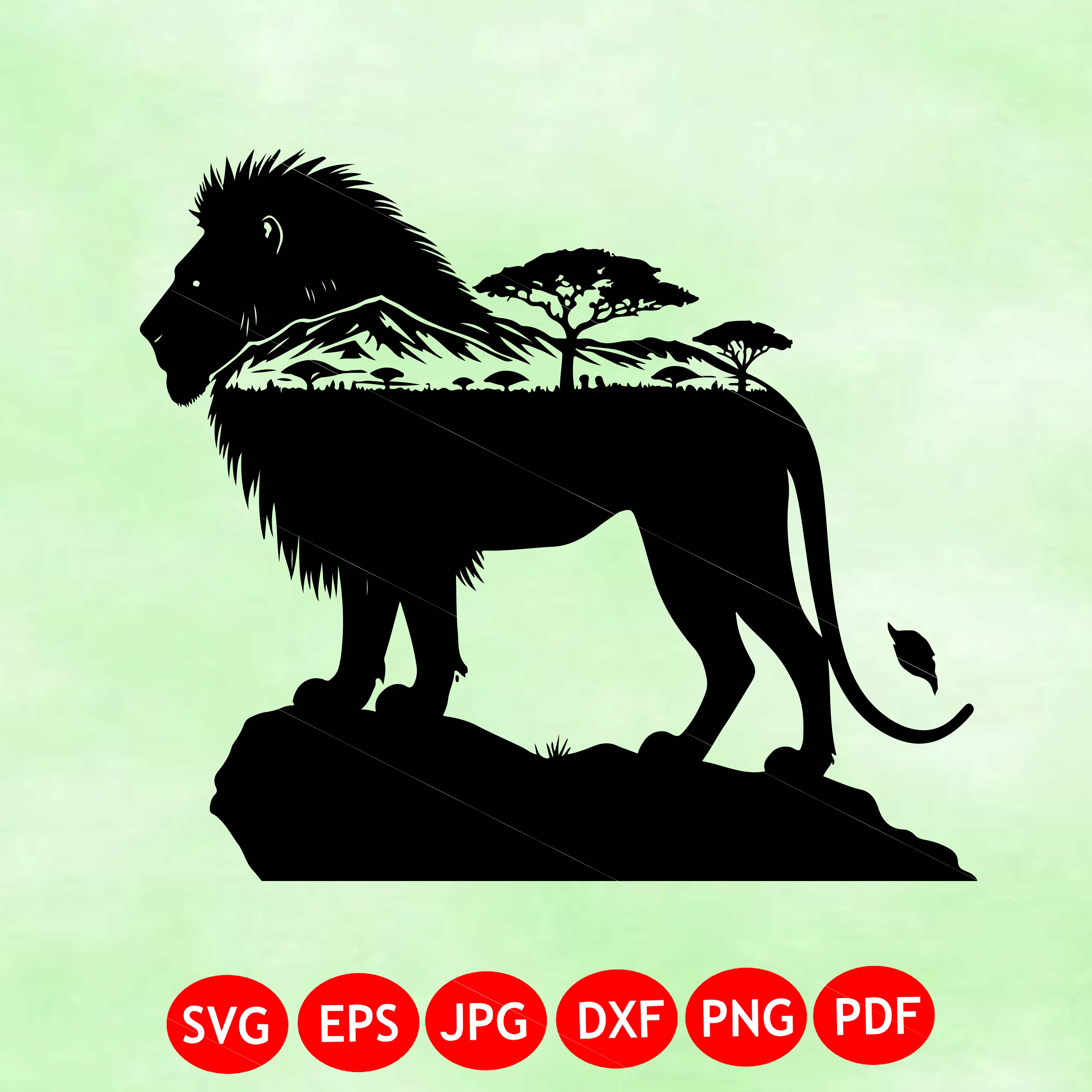 Lion Mountain Scene SVG