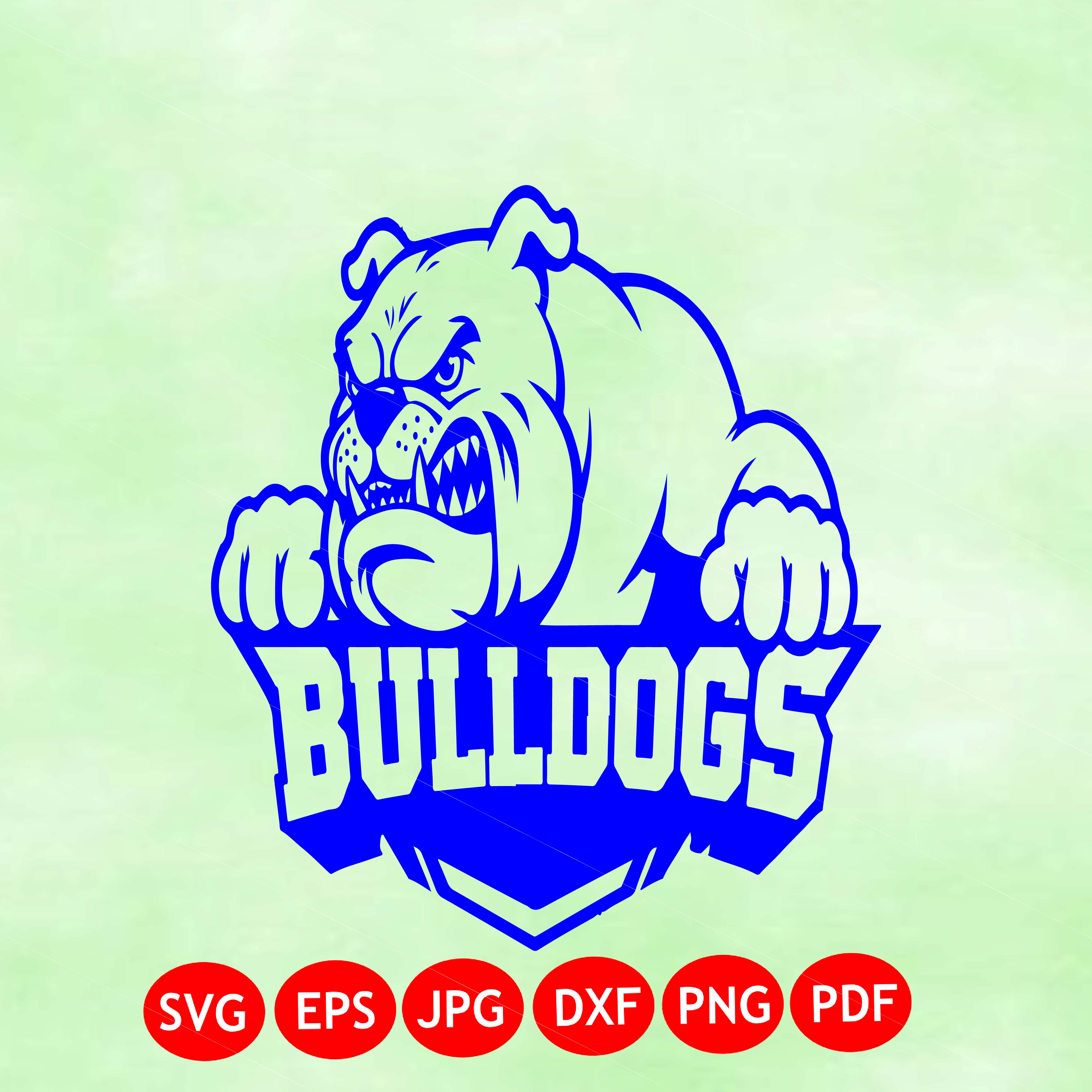 Blue Bulldog Sports Mascot SVG