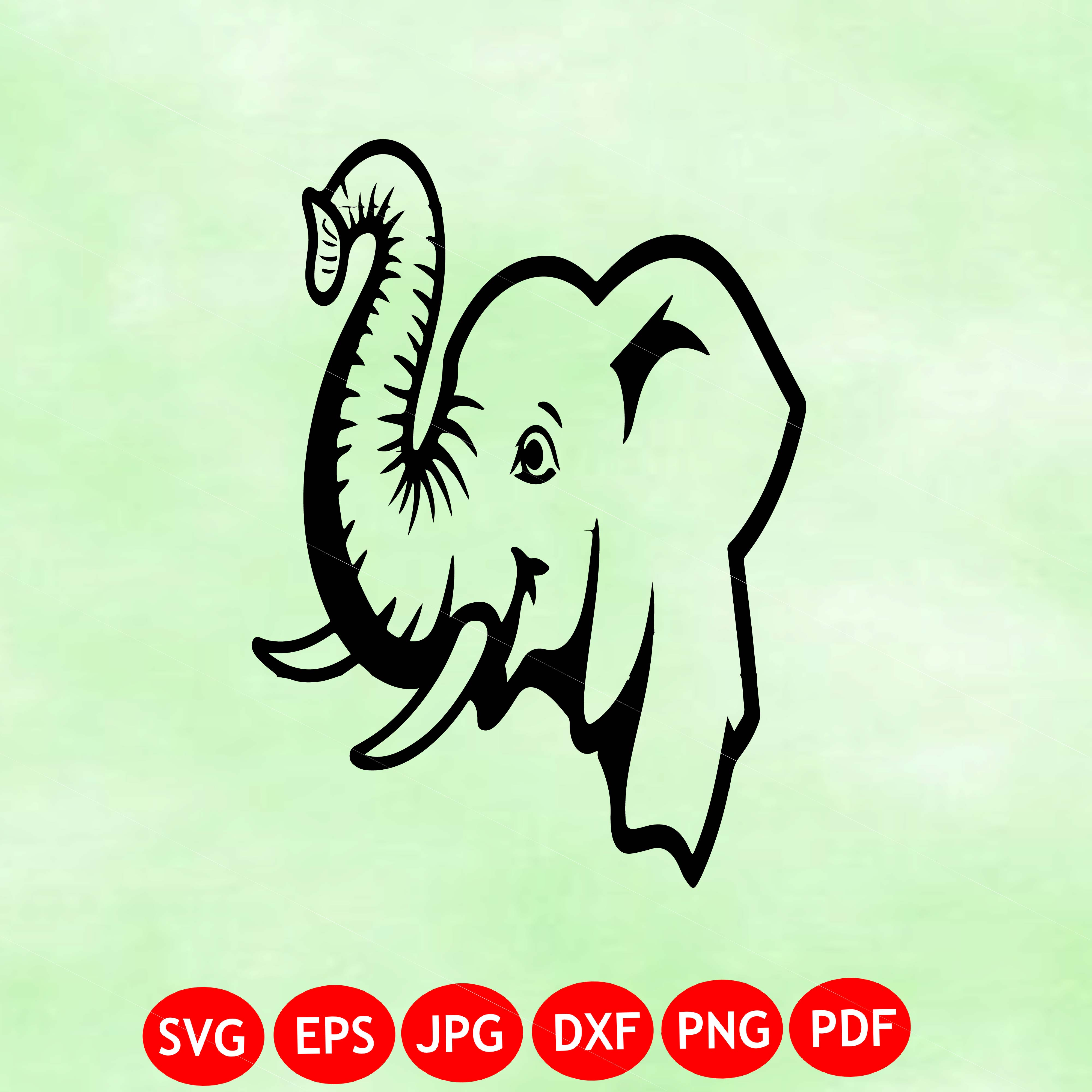 Elephant Head Silhouette SVG