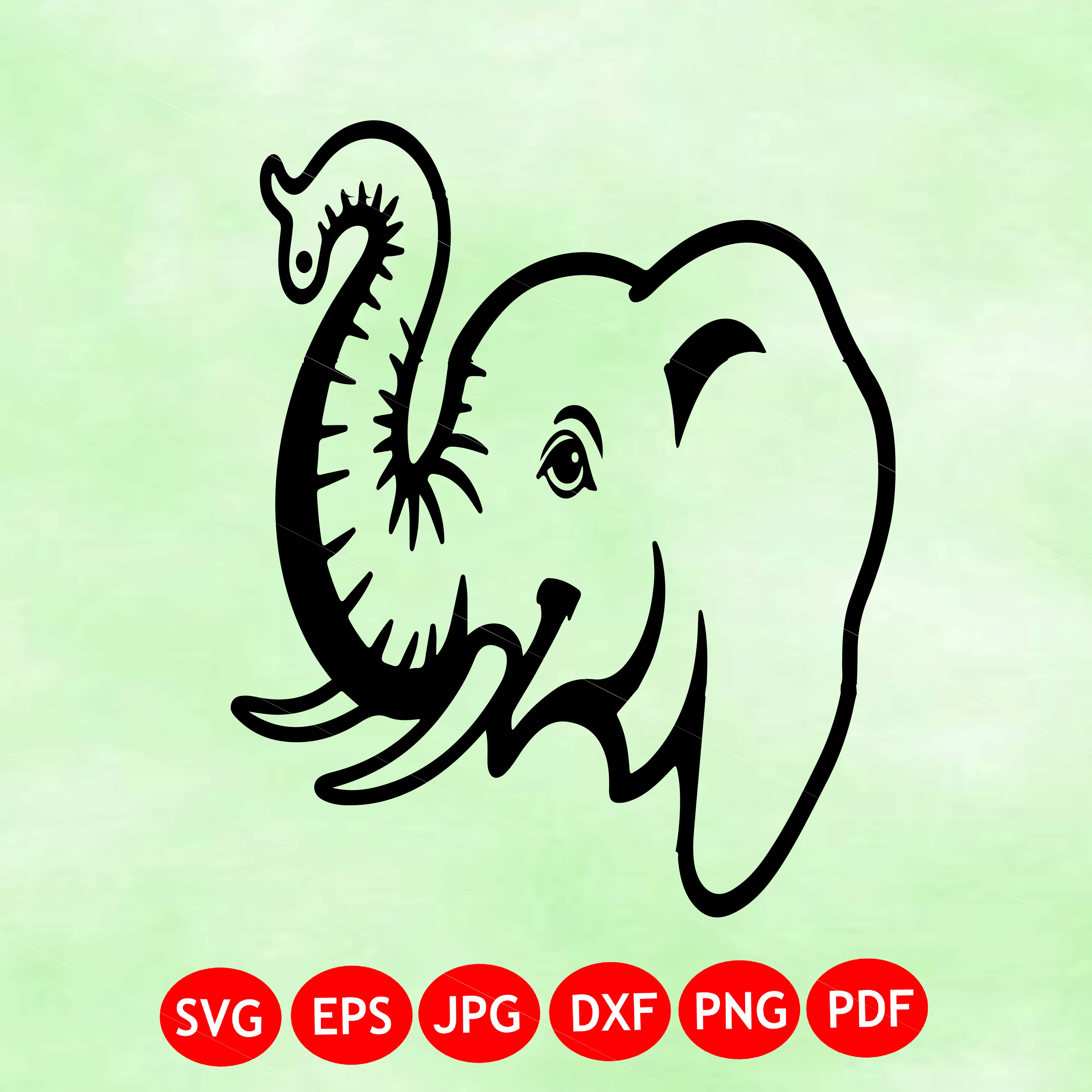 Cute Elephant Head SVG