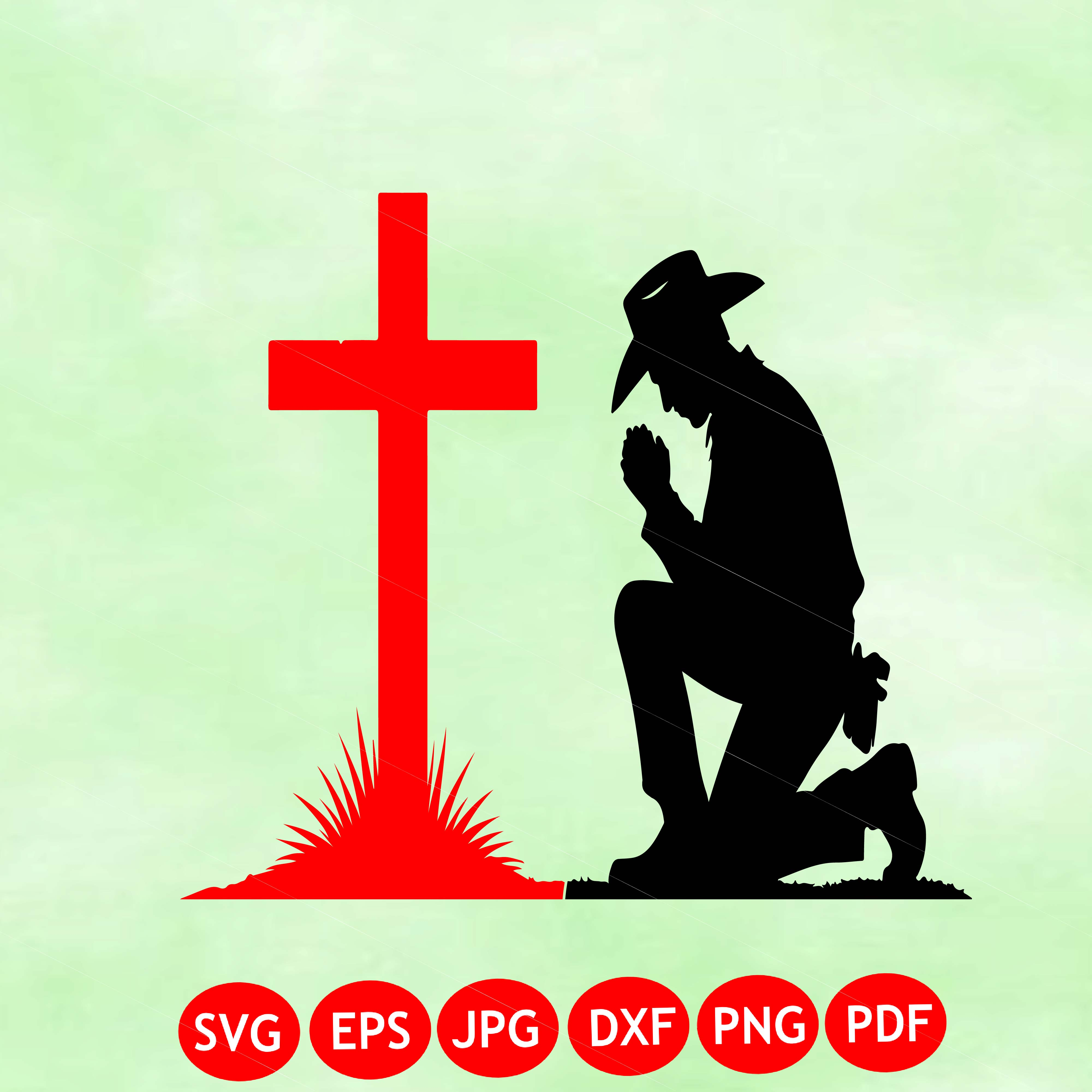 Red Cross Prayer SVG | Christian Cowboy Vector
