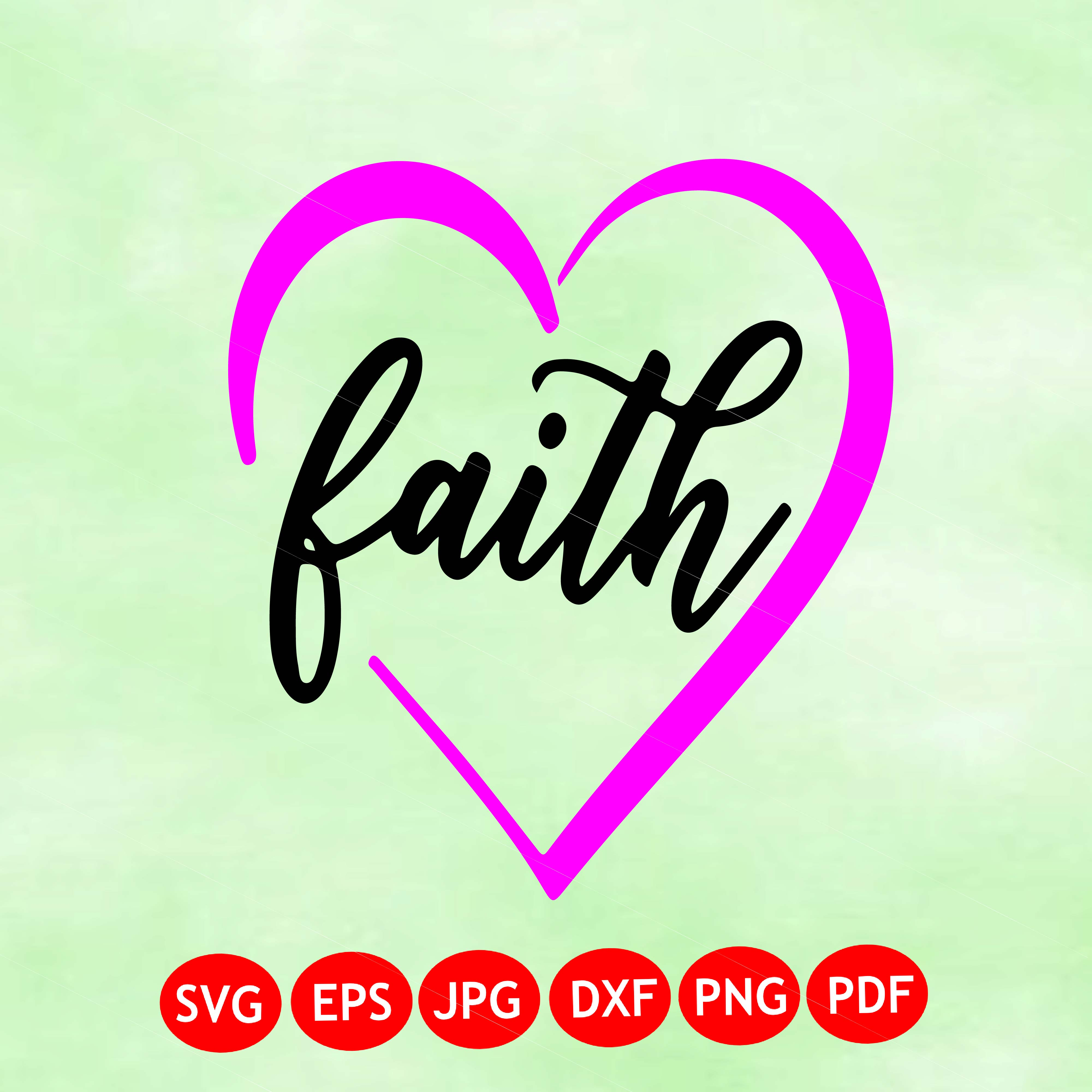 Faith Heart SVG | Christian Word Art Vector