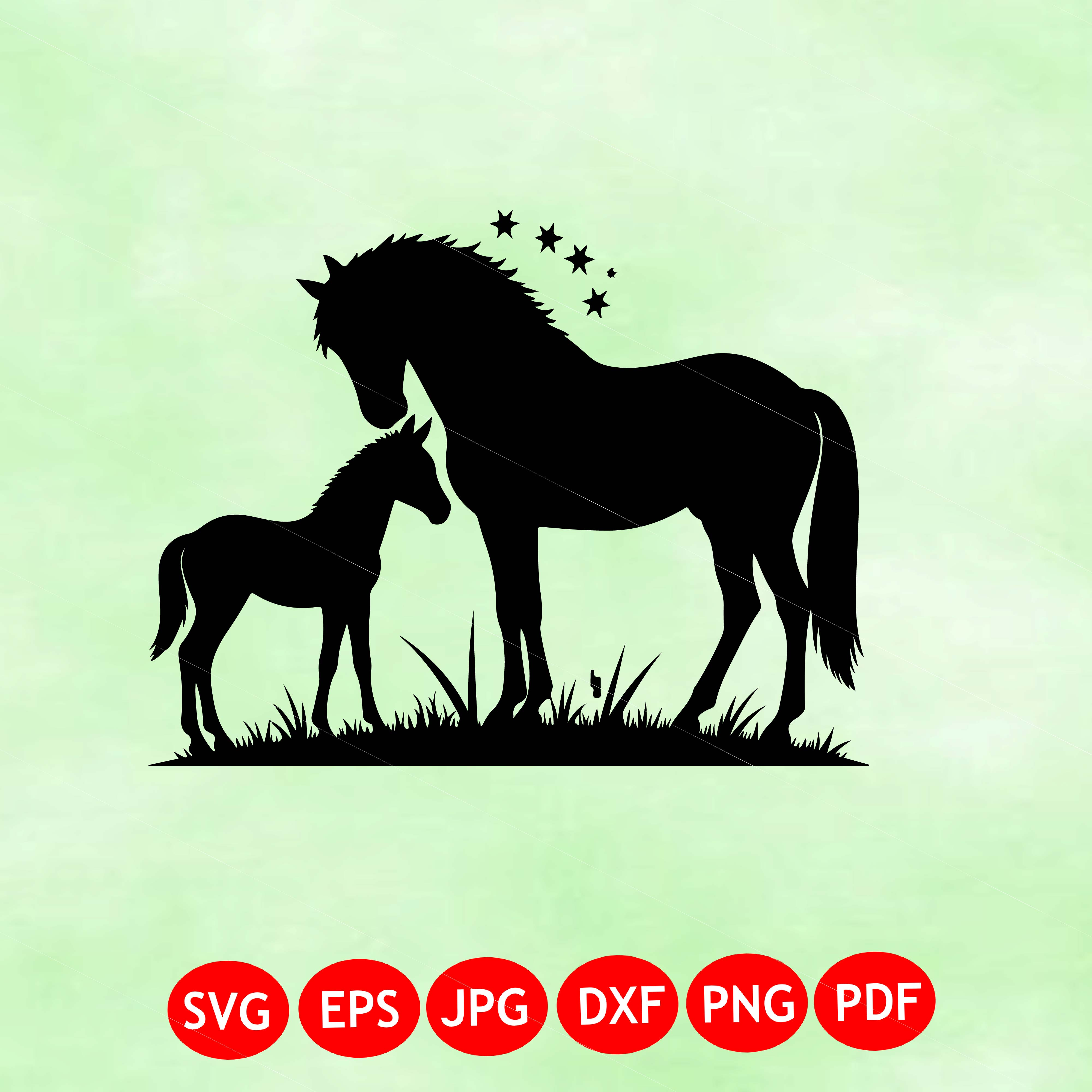 Horse and Foal Silhouette SVG